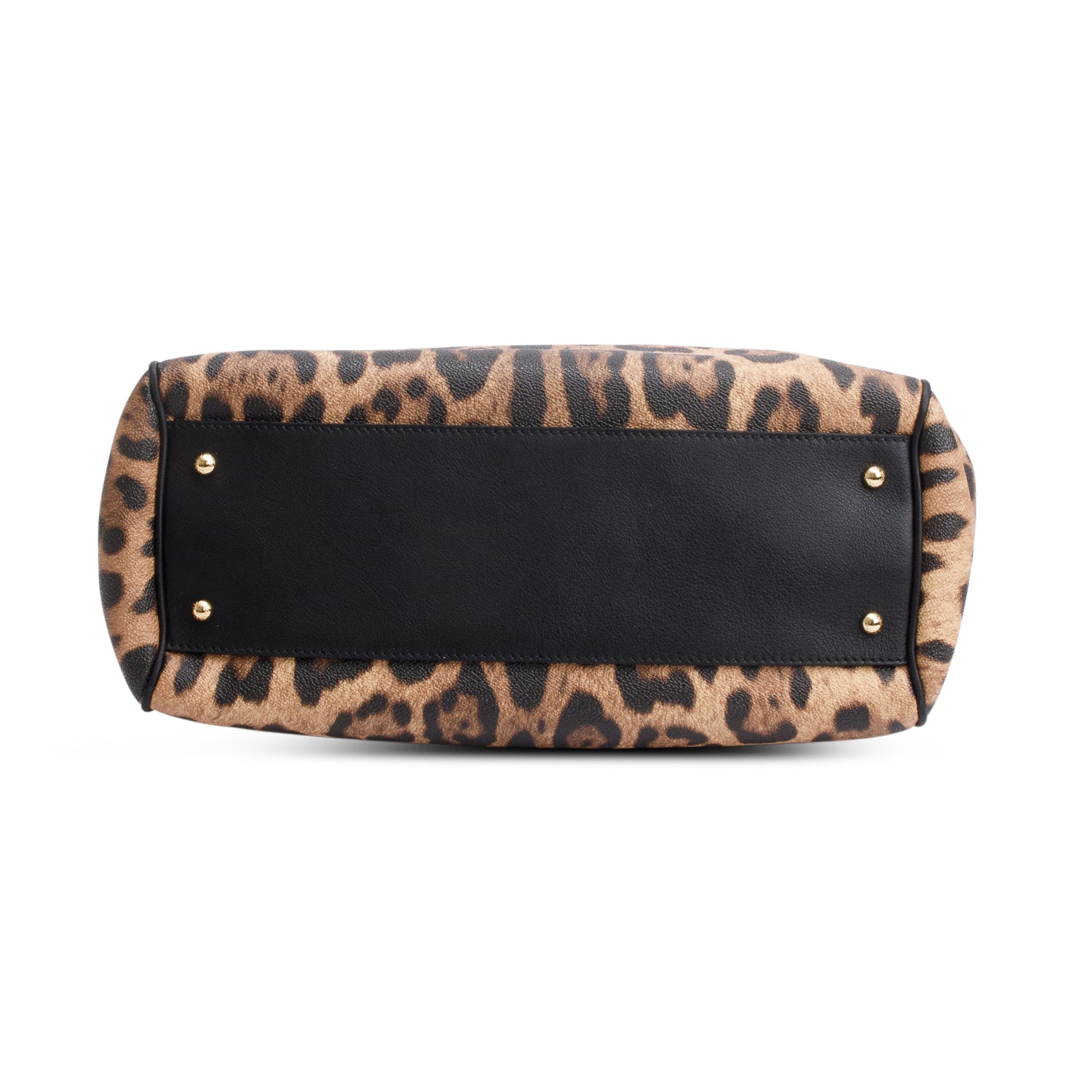 Dolce & Gabbana Leopard Print Leather Large Miss Sicily Double Zip Bag w/ Strap & Authenticity Card