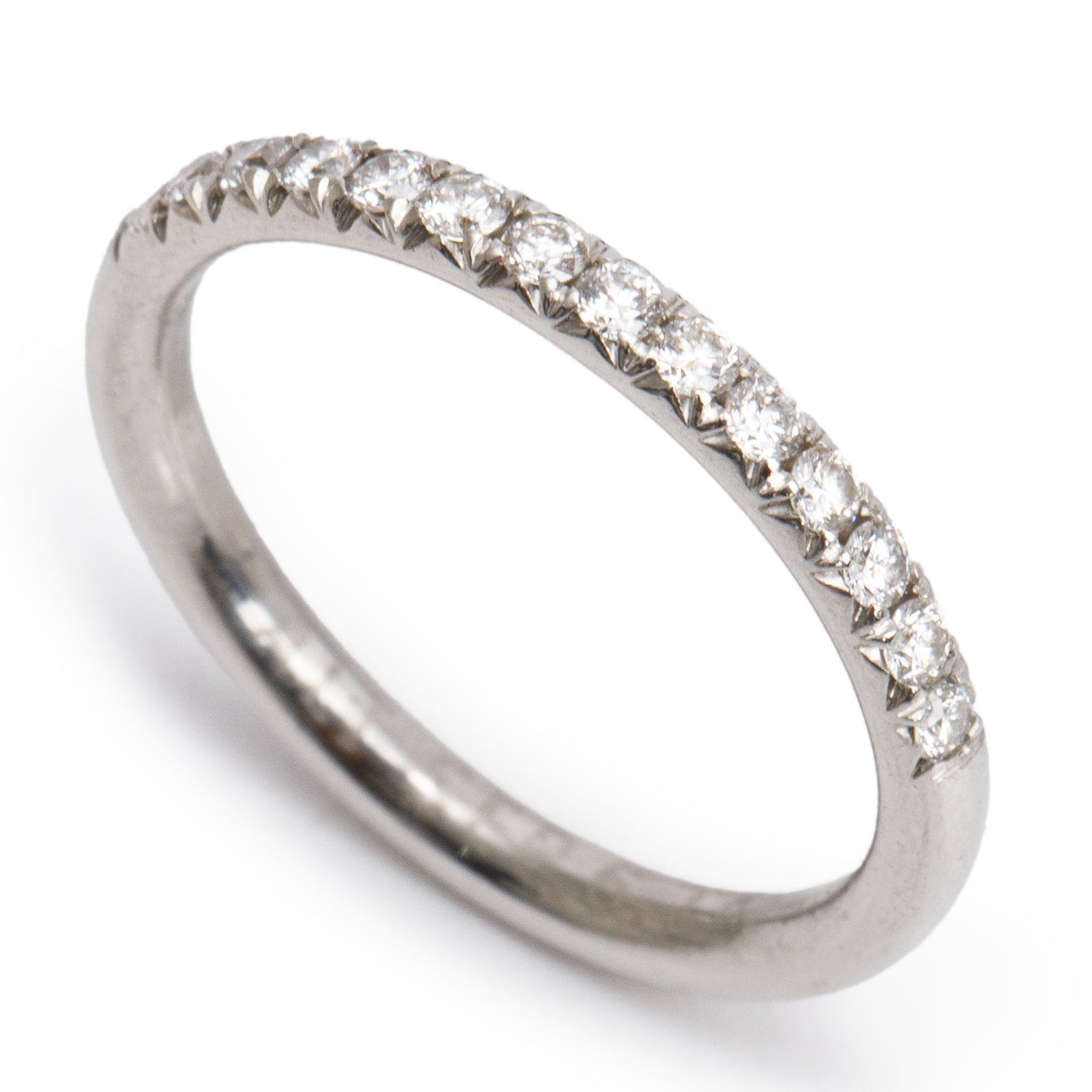 Platinum Diamond Half Eternity Wedding Band Ring, Size 6