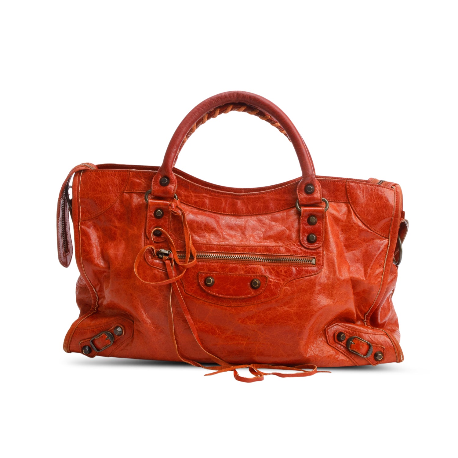 Balenciaga Orange Arena Lambskin Leather Le City Medium Bag