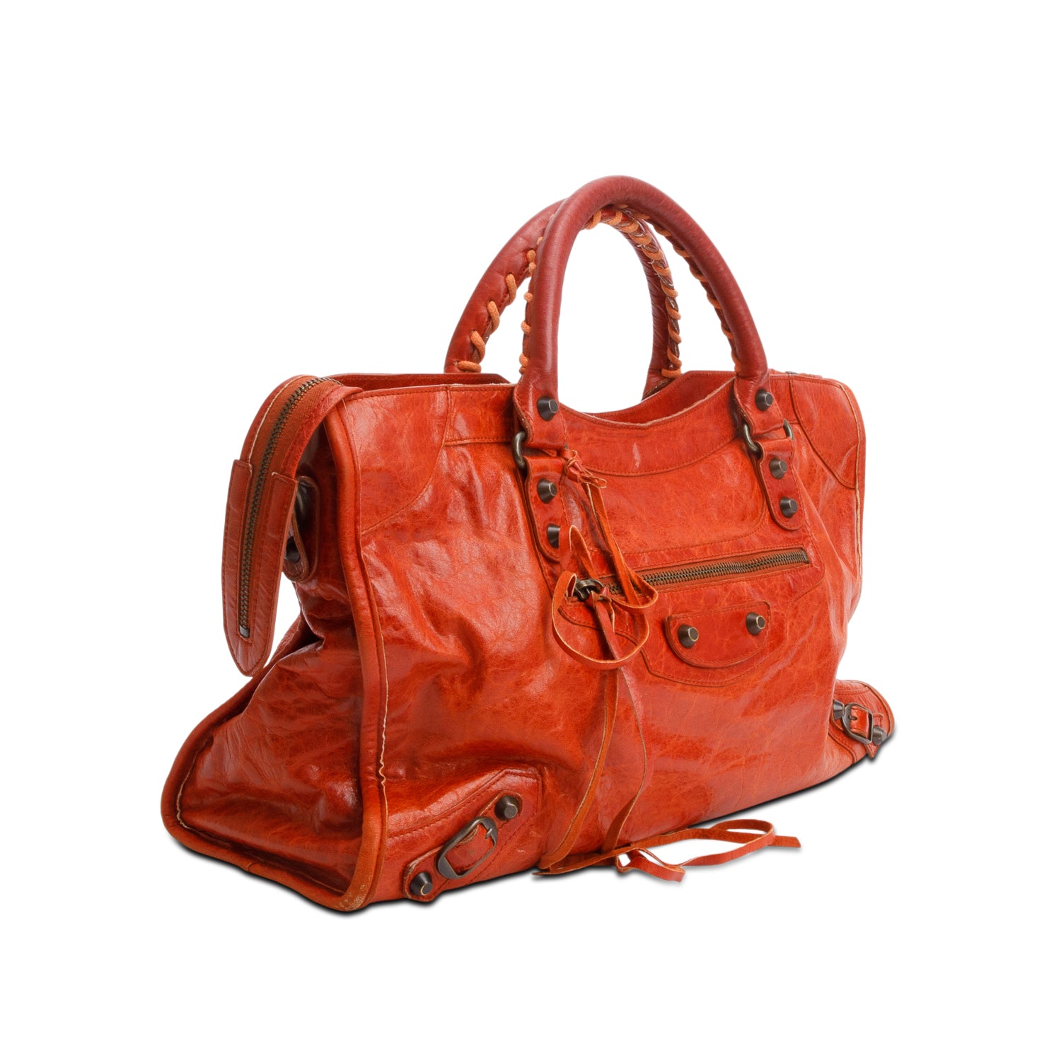 Balenciaga Orange Arena Lambskin Leather Le City Medium Bag