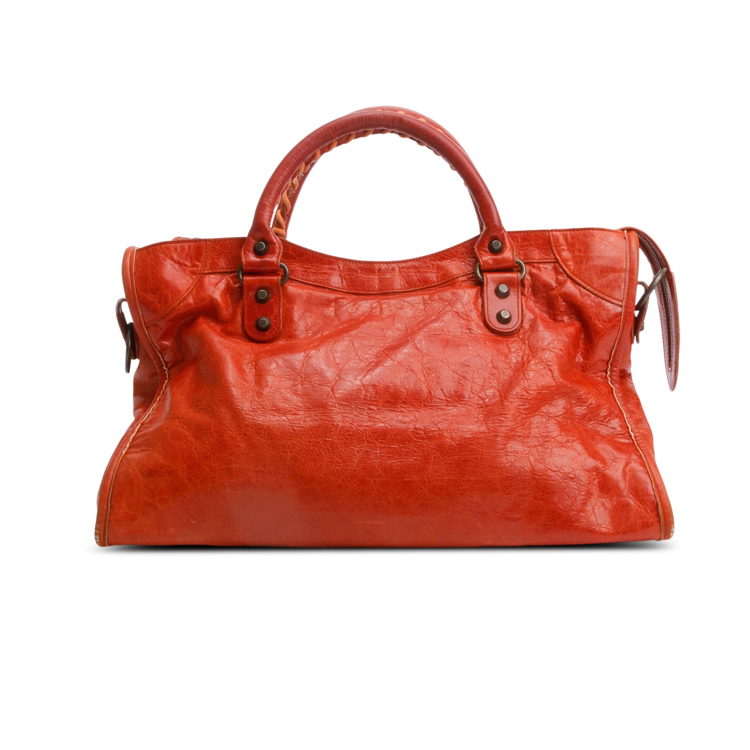 Balenciaga Orange Arena Lambskin Leather Le City Medium Bag