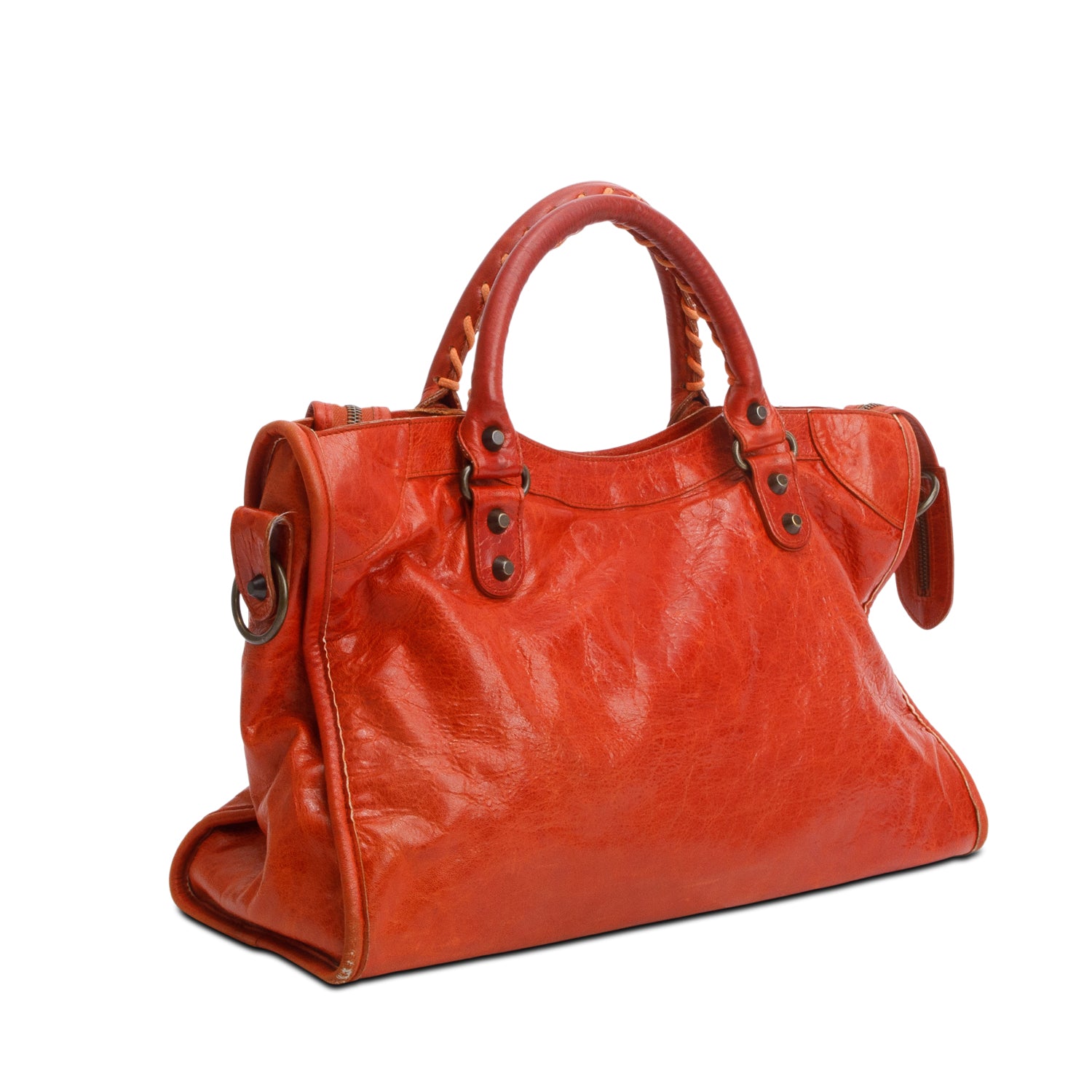 Balenciaga Orange Arena Lambskin Leather Le City Medium Bag