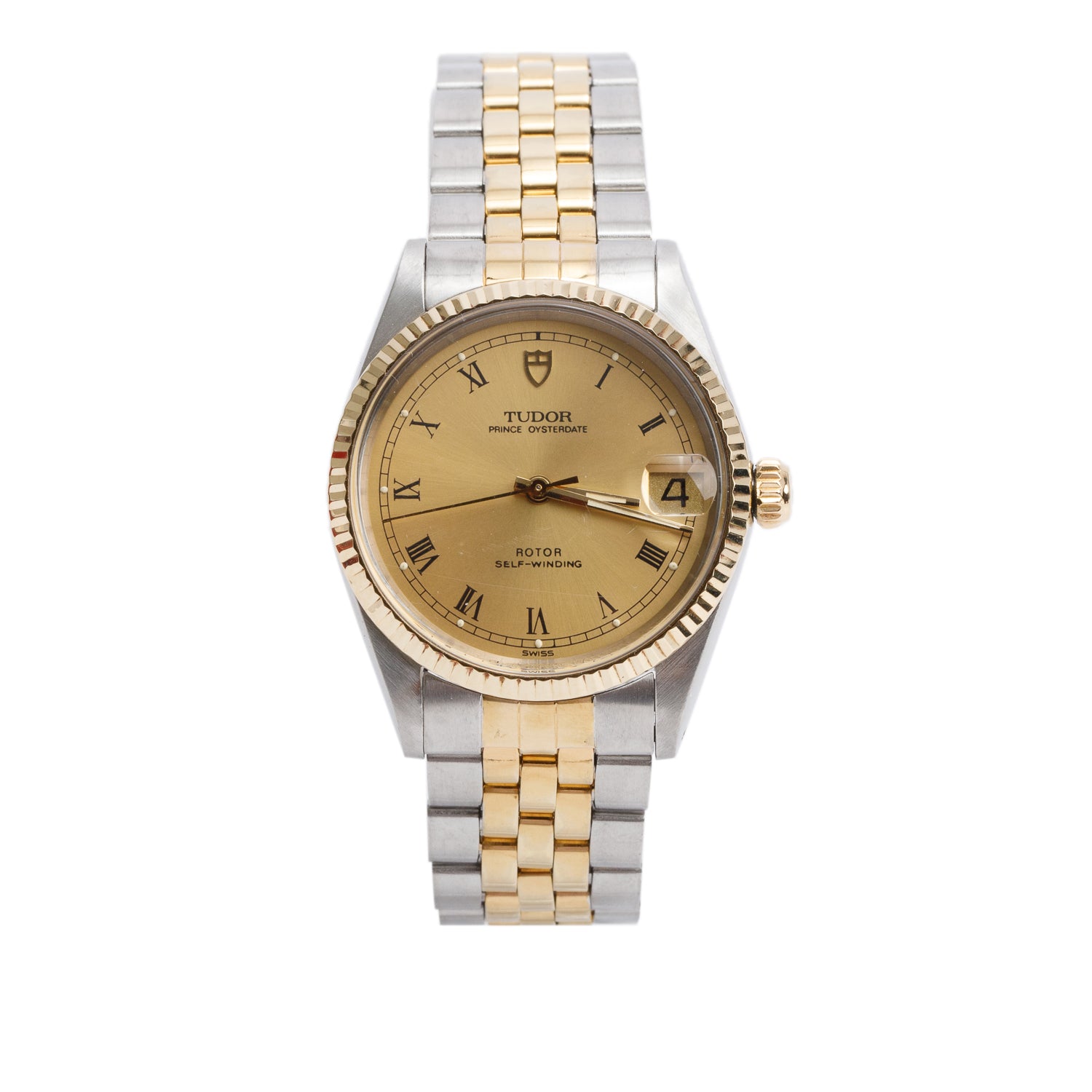 Tudor Vintage Stainless Steel & 14k Yellow Gold Prince OysterDate 32 MM Automatic Watch 72033 w/ Box