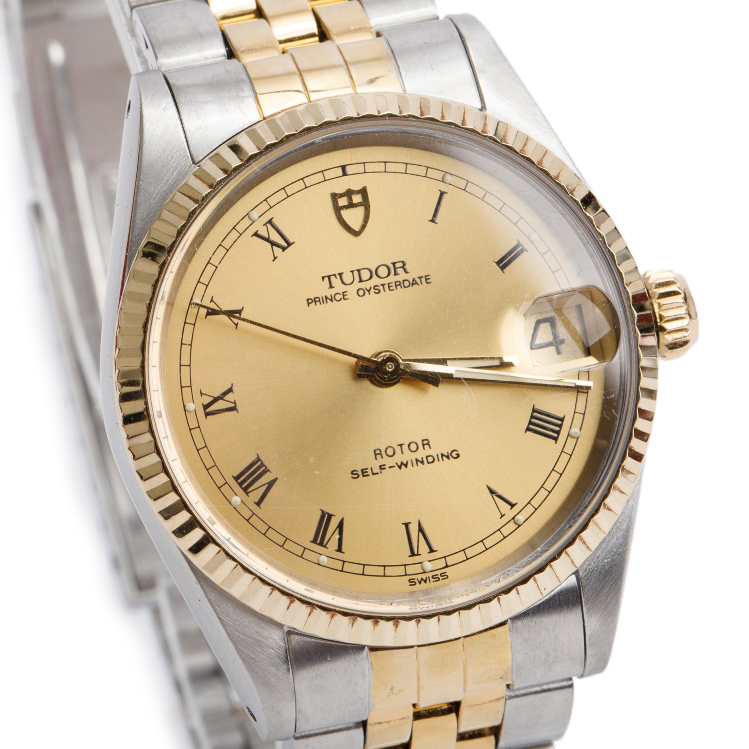 Tudor Vintage Stainless Steel & 14k Yellow Gold Prince OysterDate 32 MM Automatic Watch 72033 w/ Box