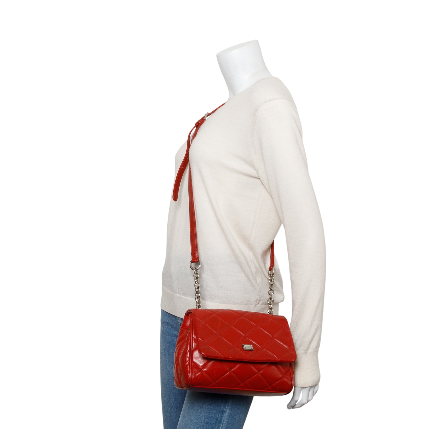 Dolce & Gabbana Red Quilted Calfskin Leather Miss Kate Crossbody Bag