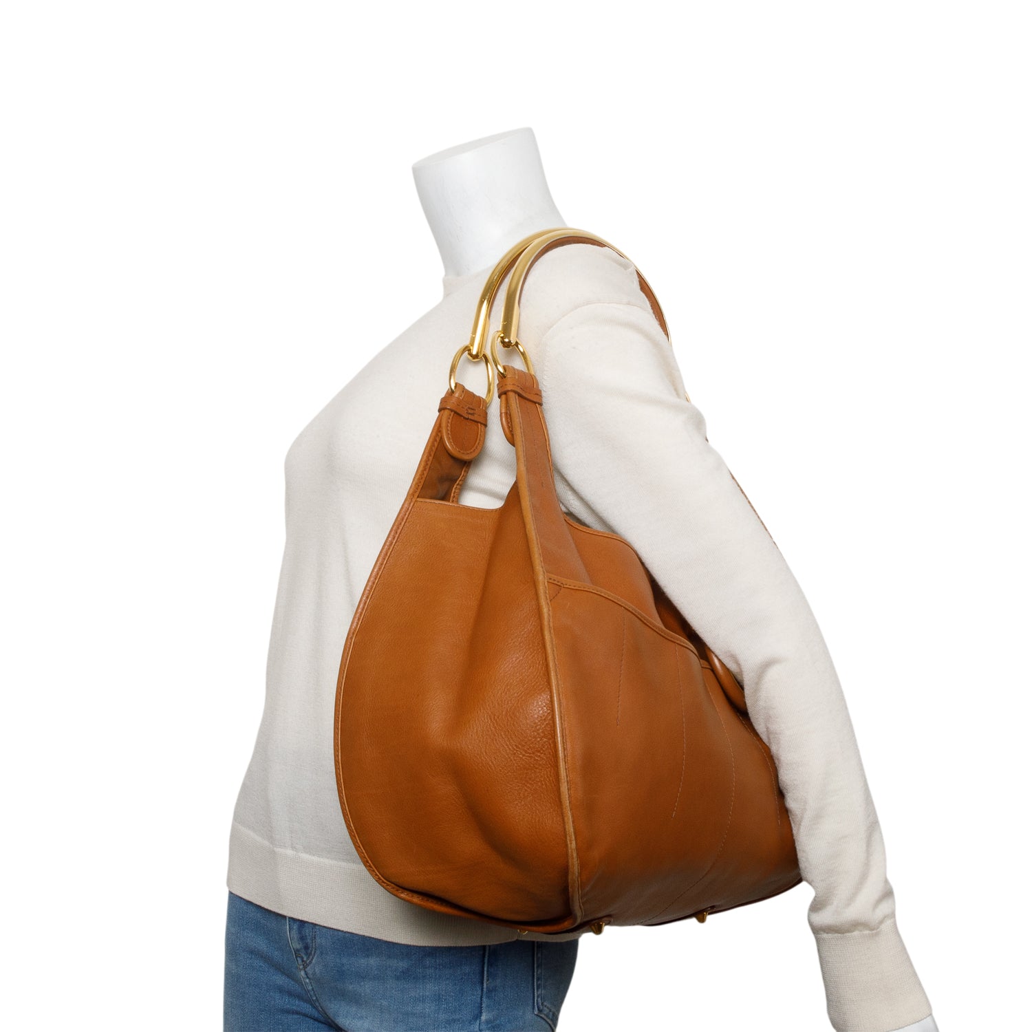 Christian Dior Brown Leather Brandy 61 Hobo w/ Authenticity Card