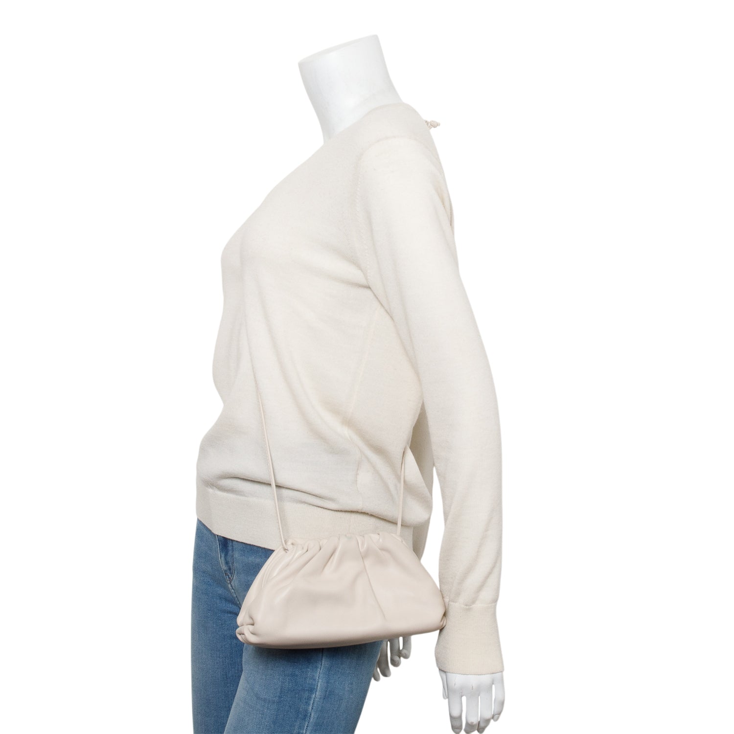 Bottega Veneta White Calfskin Intrecciato Leather The Mini Pouch