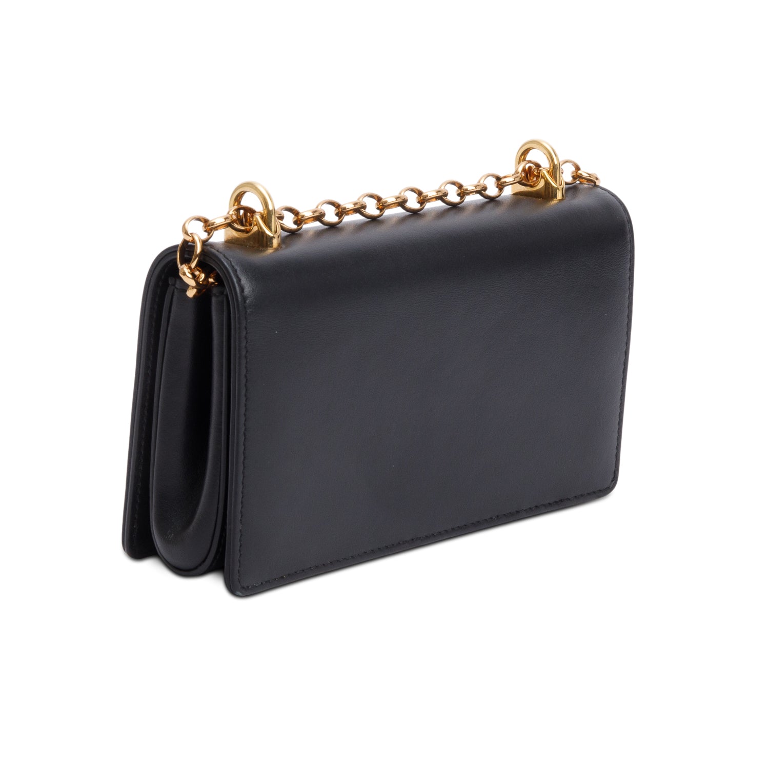 Dolce & Gabbana Black Calfskin Leather DG Girls Phone Crossbody Bag