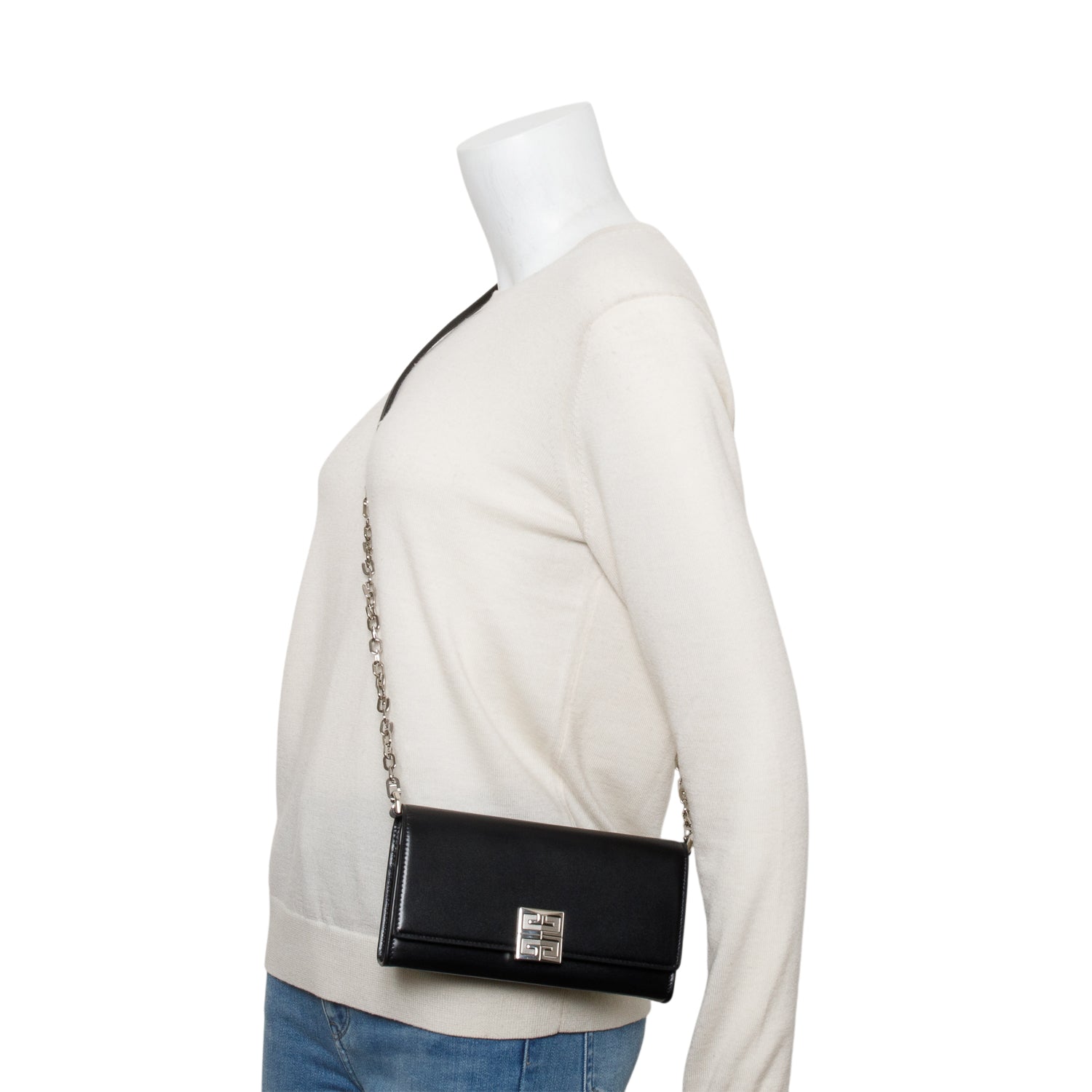 Givenchy 2021 Black Box Leather 4G Wallet On Chain