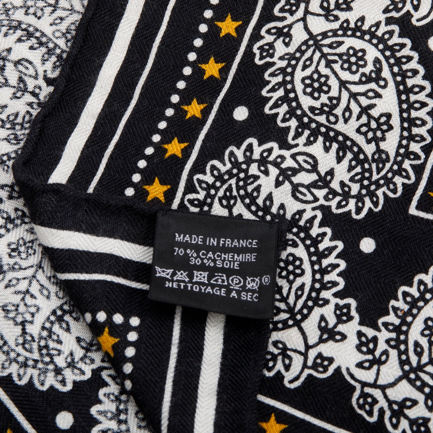 Hermes Black & Multicolor 'Zounes Et Dragons' Cashmere Silk Shawl 140