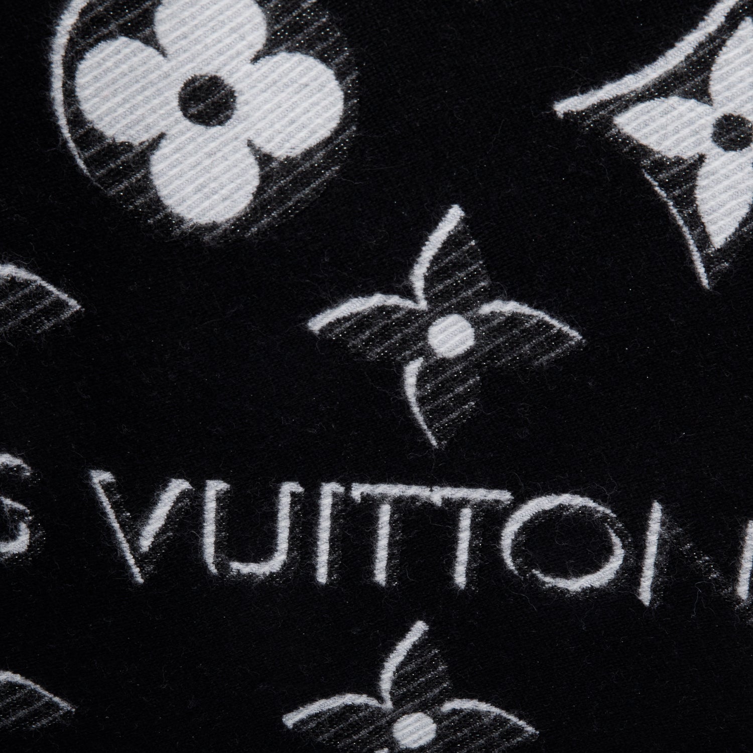 Louis Vuitton Black LV Essential Monogram Wool Shine Scarf