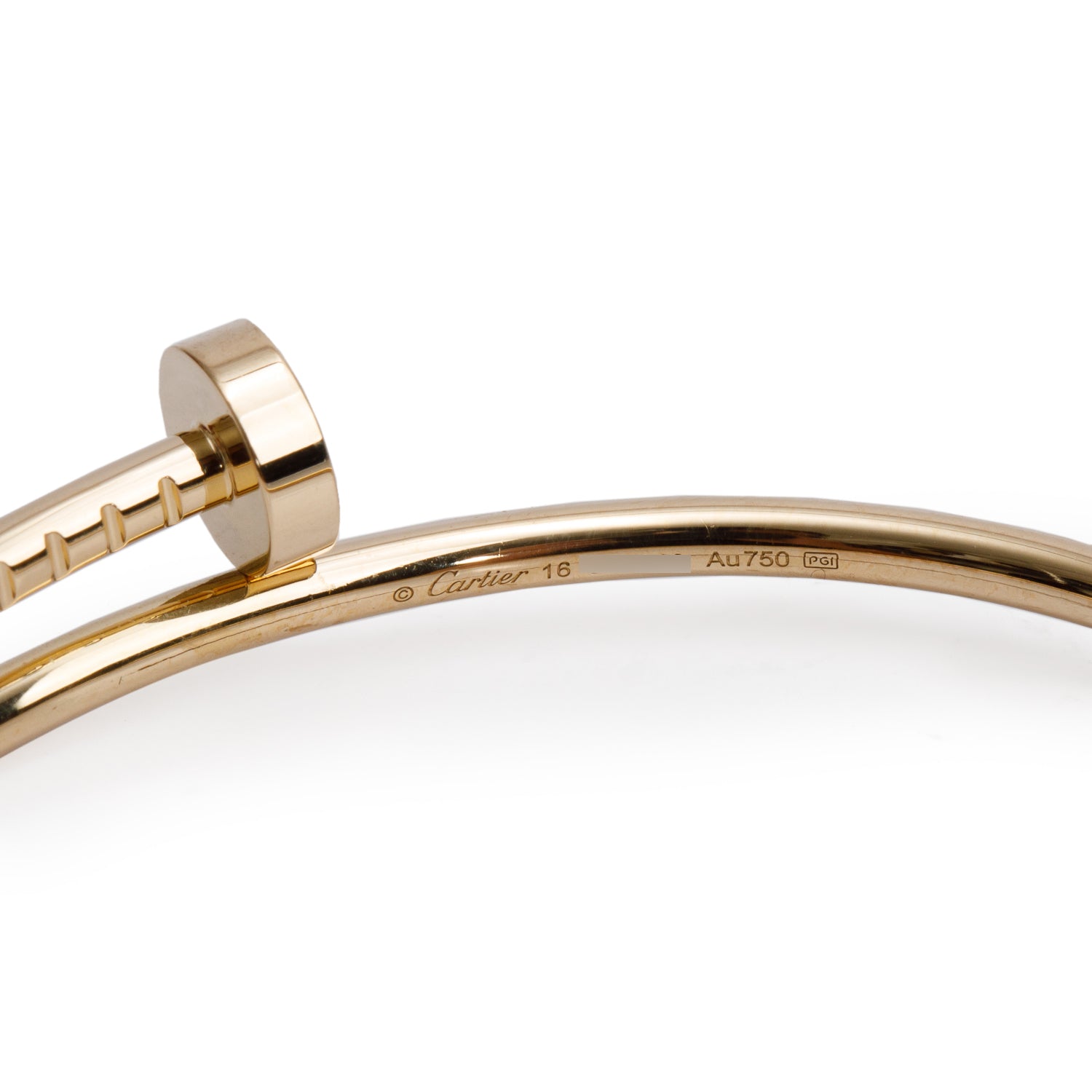 Cartier 18k Yellow Gold Juste Un Clou Bracelet, Small Model Size 16 w/ Box & Receipt