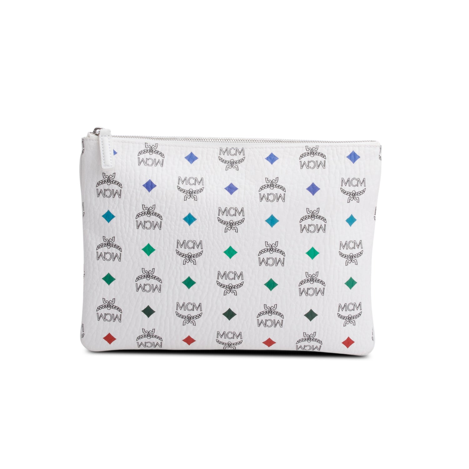 MCM White Rainbow Visetos Portuna Clutch Crossbody Bag w/ Strap