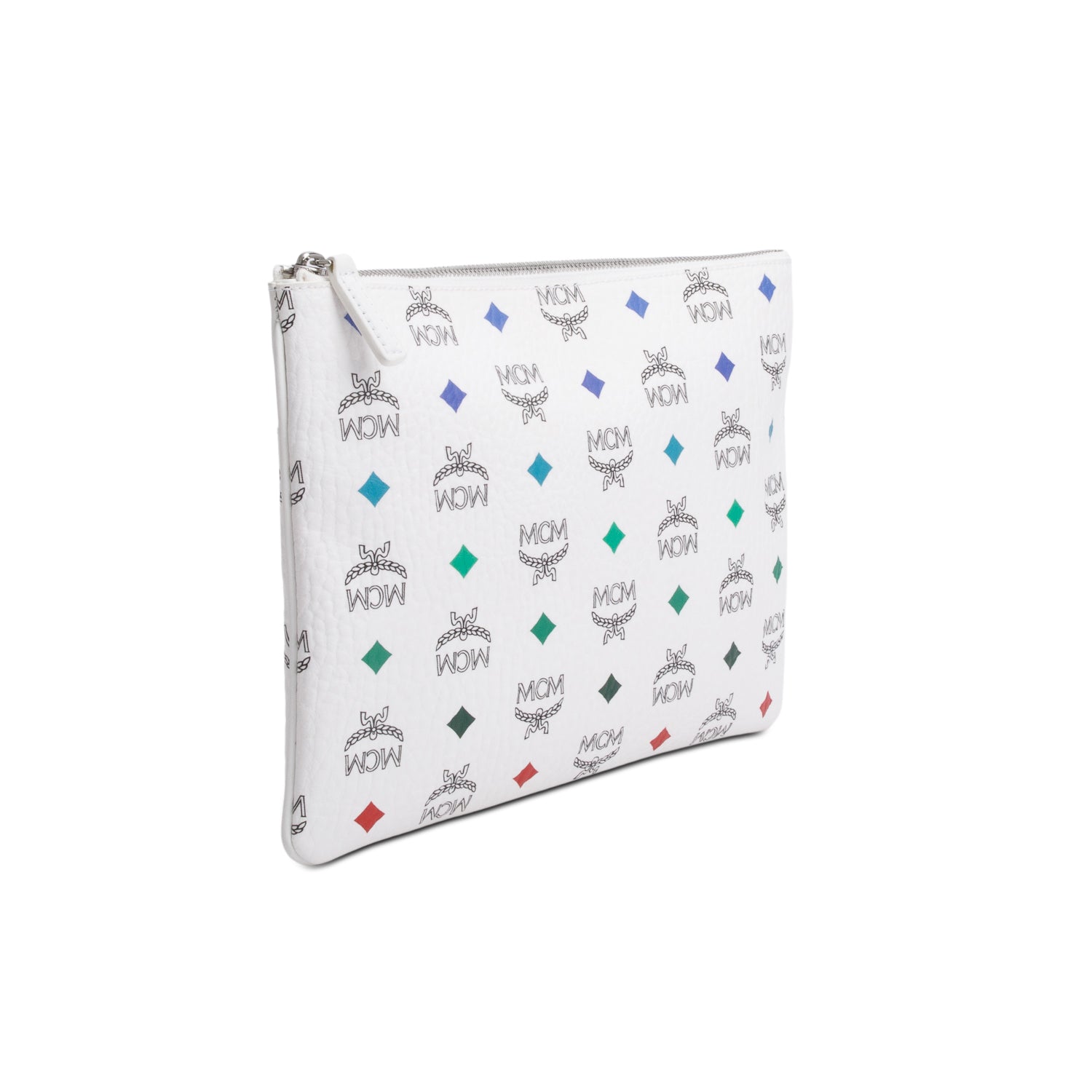 MCM White Rainbow Visetos Portuna Clutch Crossbody Bag w/ Strap
