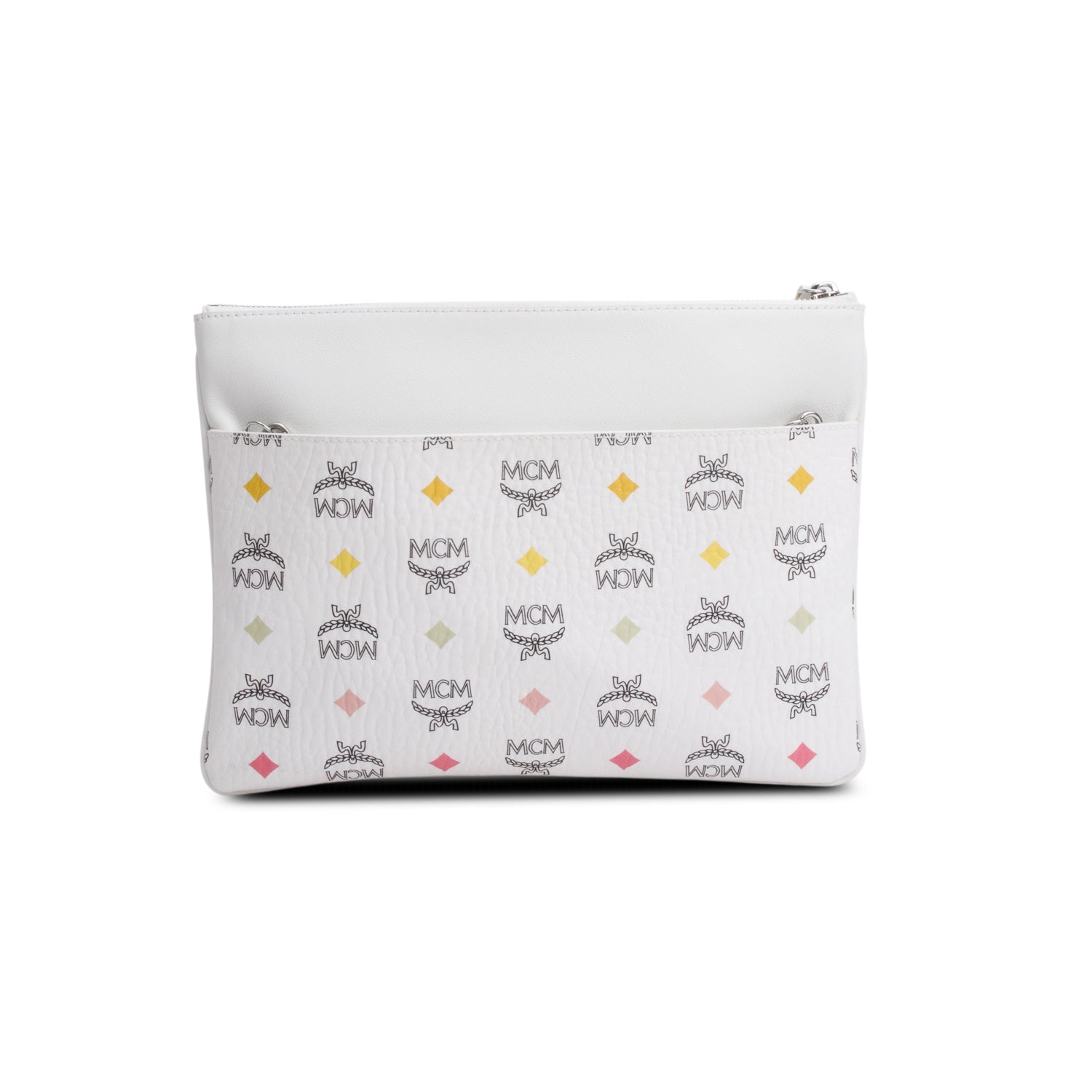 MCM White Rainbow Visetos Portuna Clutch Crossbody Bag w/ Strap