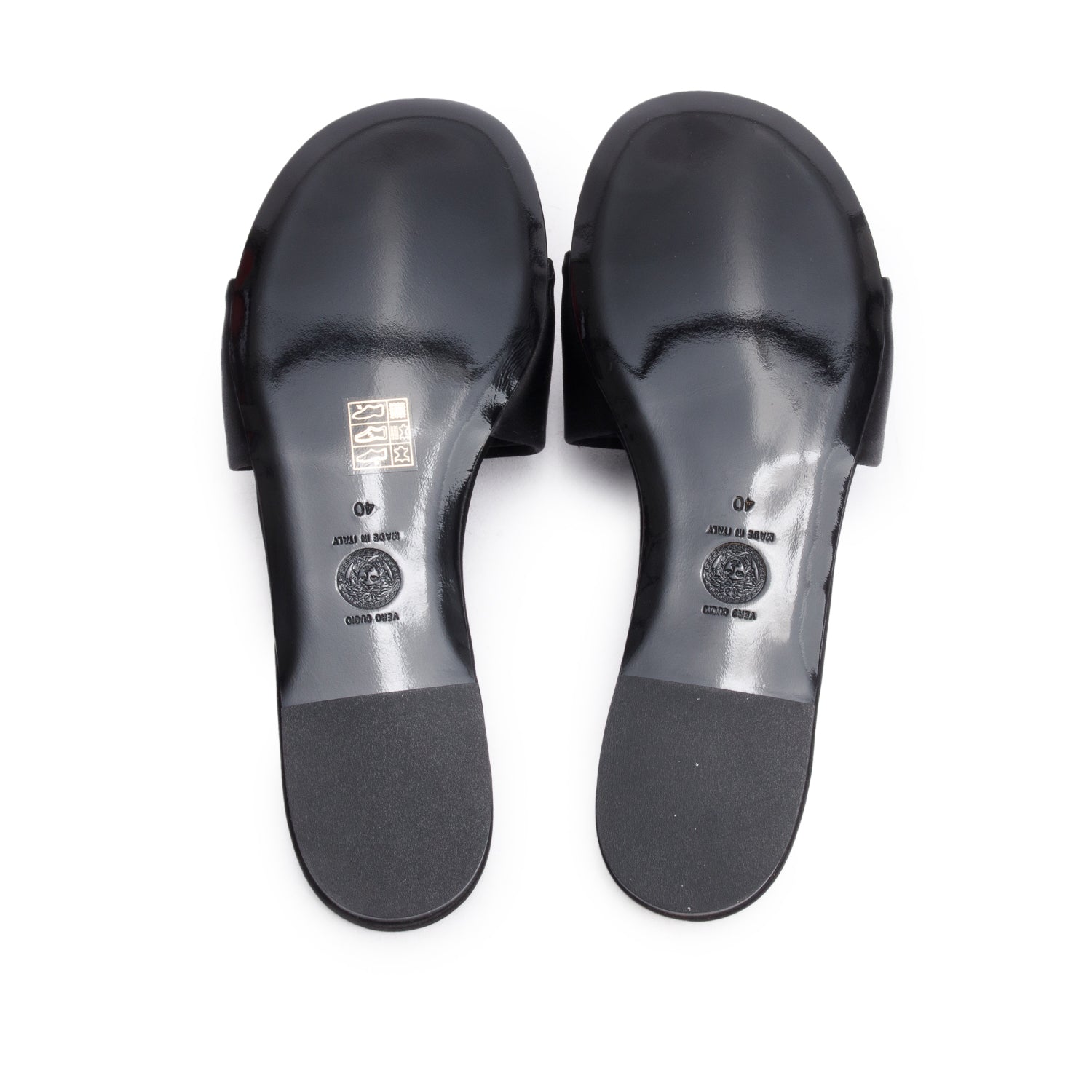 Versace Black Satin La Medusa Mule Sandals, Size 40 w/ Box & Receipt