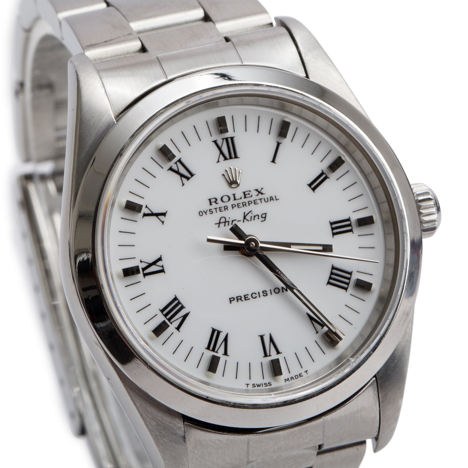 Rolex Stainless Steel Oyster Perpetual Air King 34 MM Watch White Dial 14000