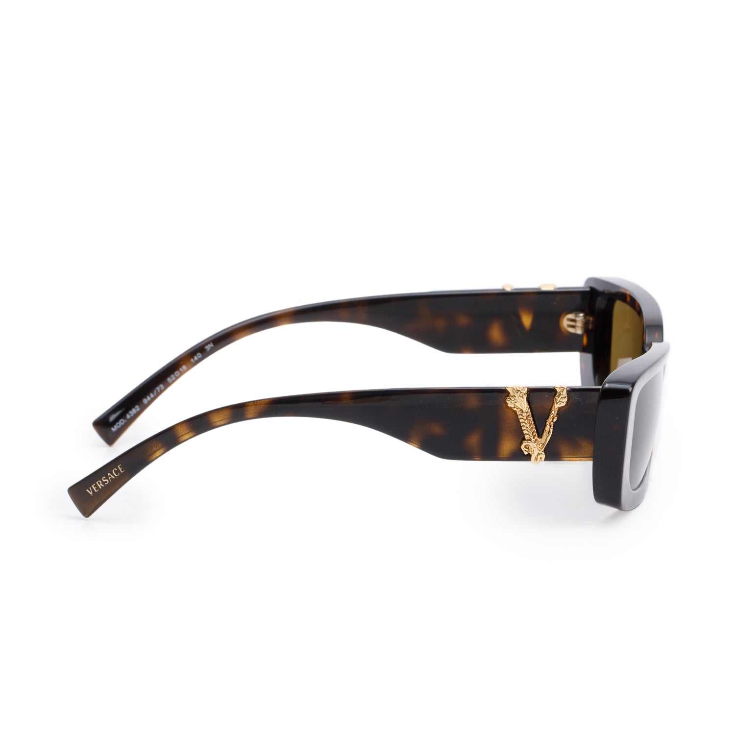 Versace 4382 Havana Acetate Virtue Rectangular Sunglasses w/ Box