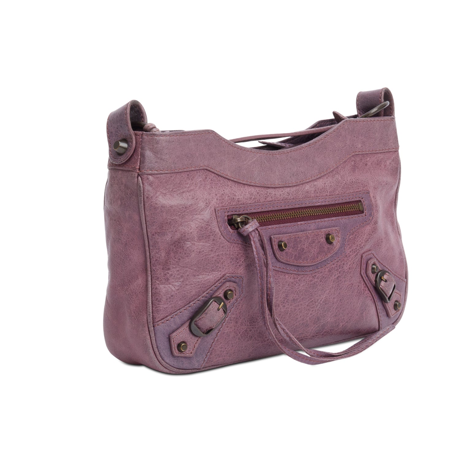 Balenciaga Purple Agneau Leather Classic Motorcycle Hip Crossbody