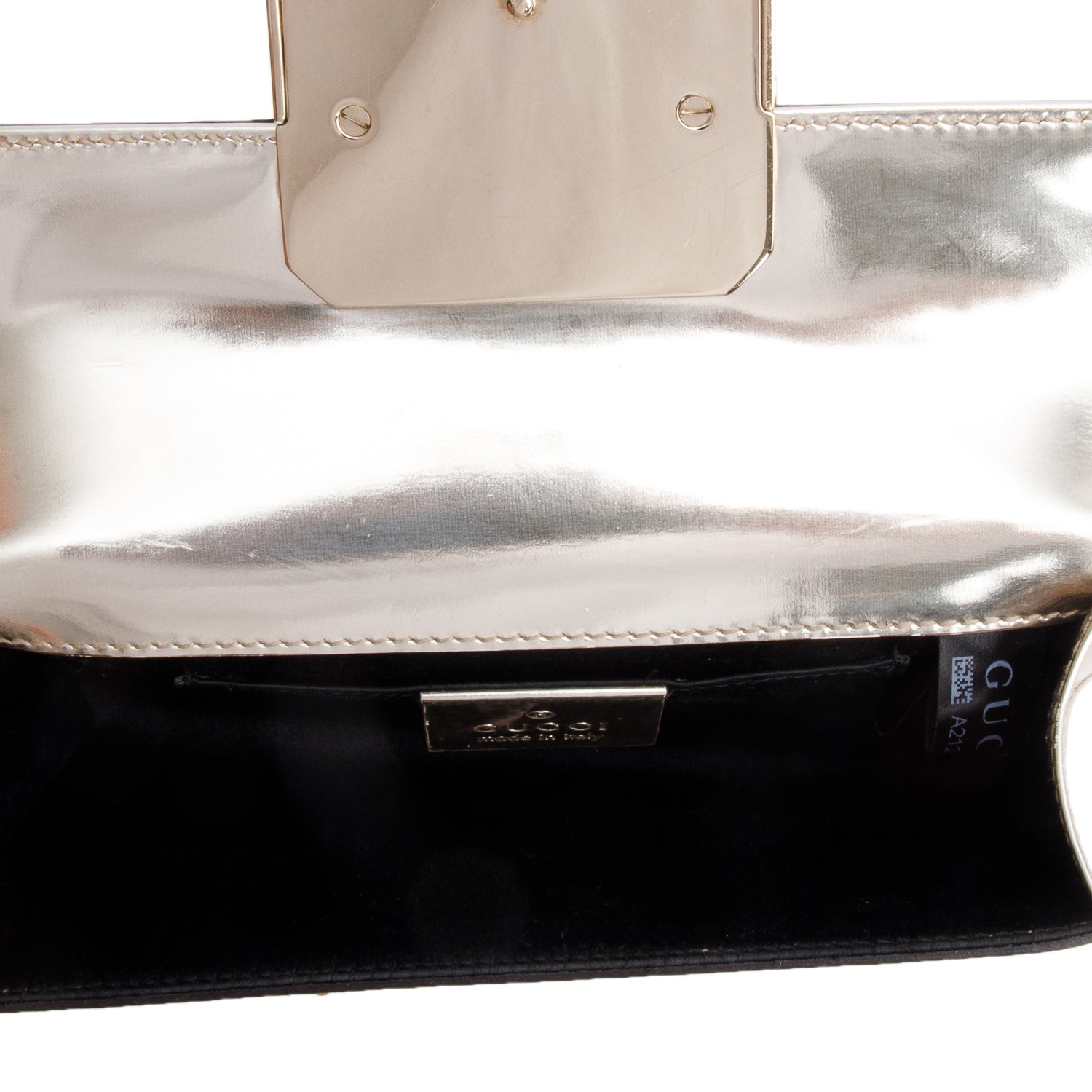 Gucci Gold Patent Leather Gem Clutch w/ Box