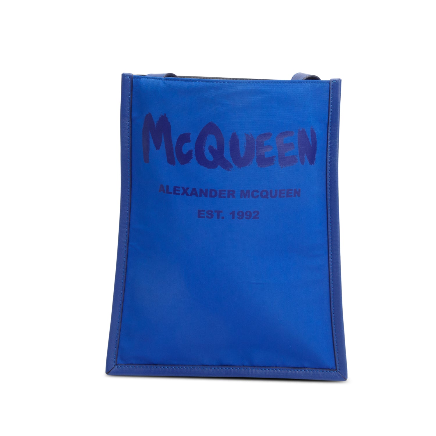 Alexander McQueen Blue Nylon Graffiti Logo Crossbody Bag