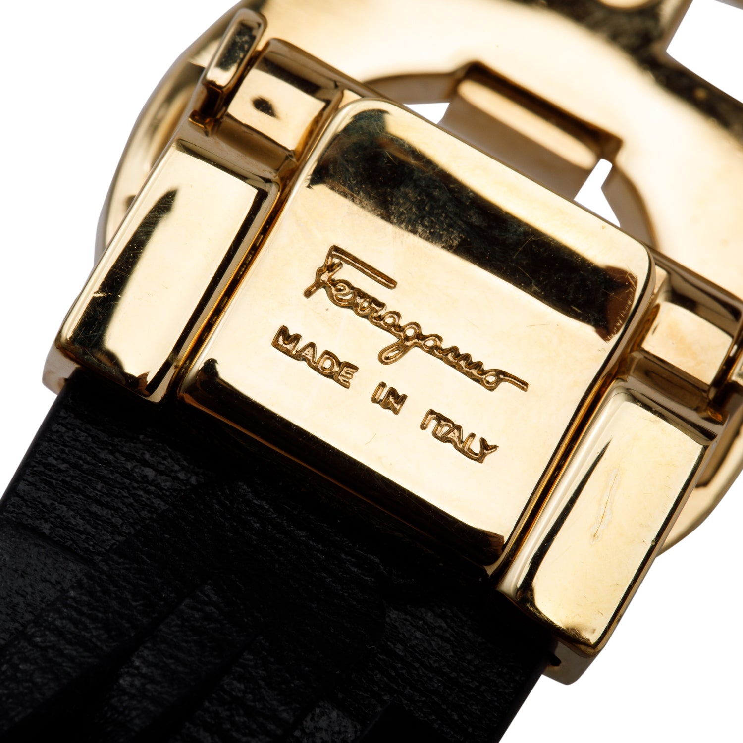 Ferragamo Black Leather Adjustable Studded Gancini Belt