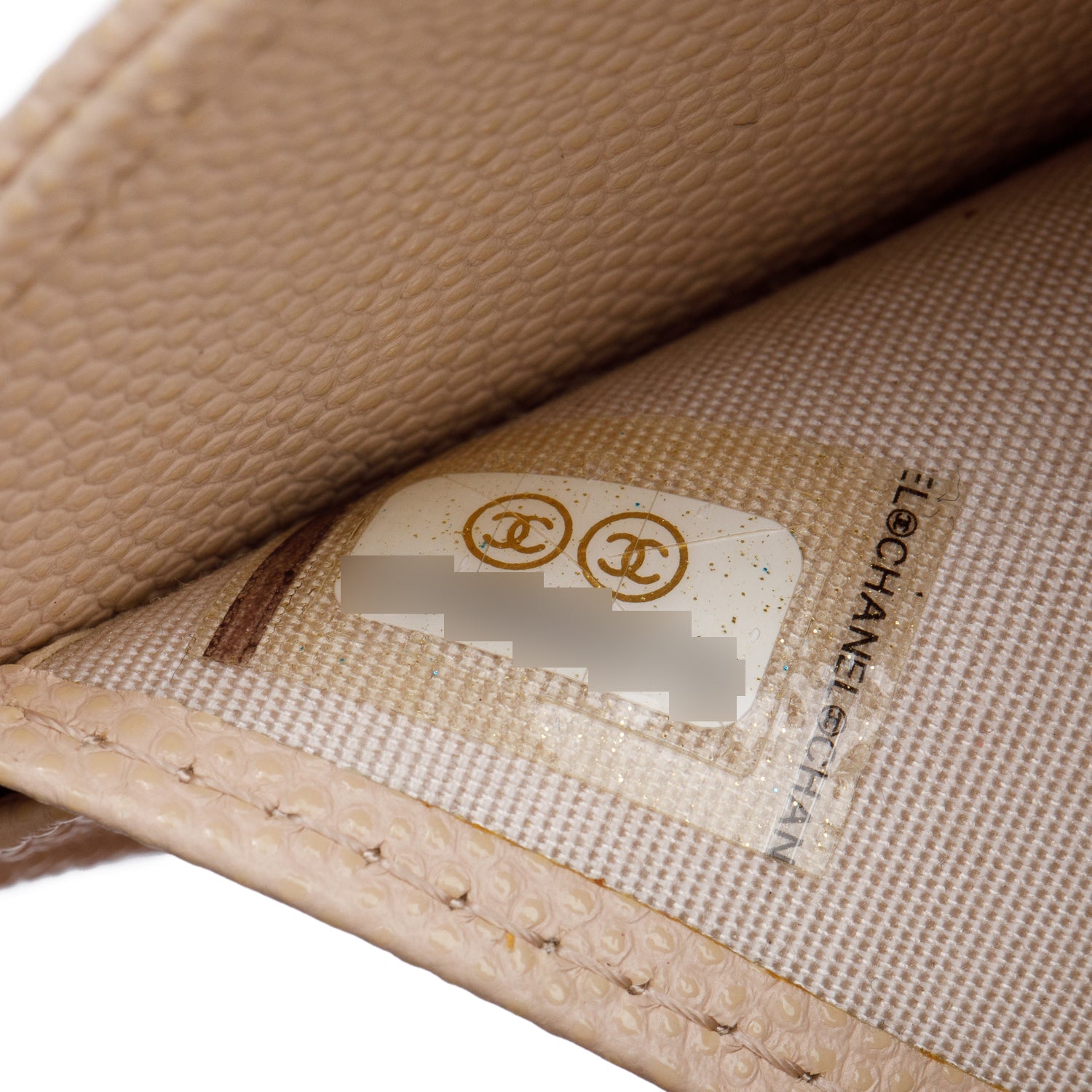 Chanel Beige Caviar Leather Timeless Trifold Compact Wallet w/ Box & Authenticity Card