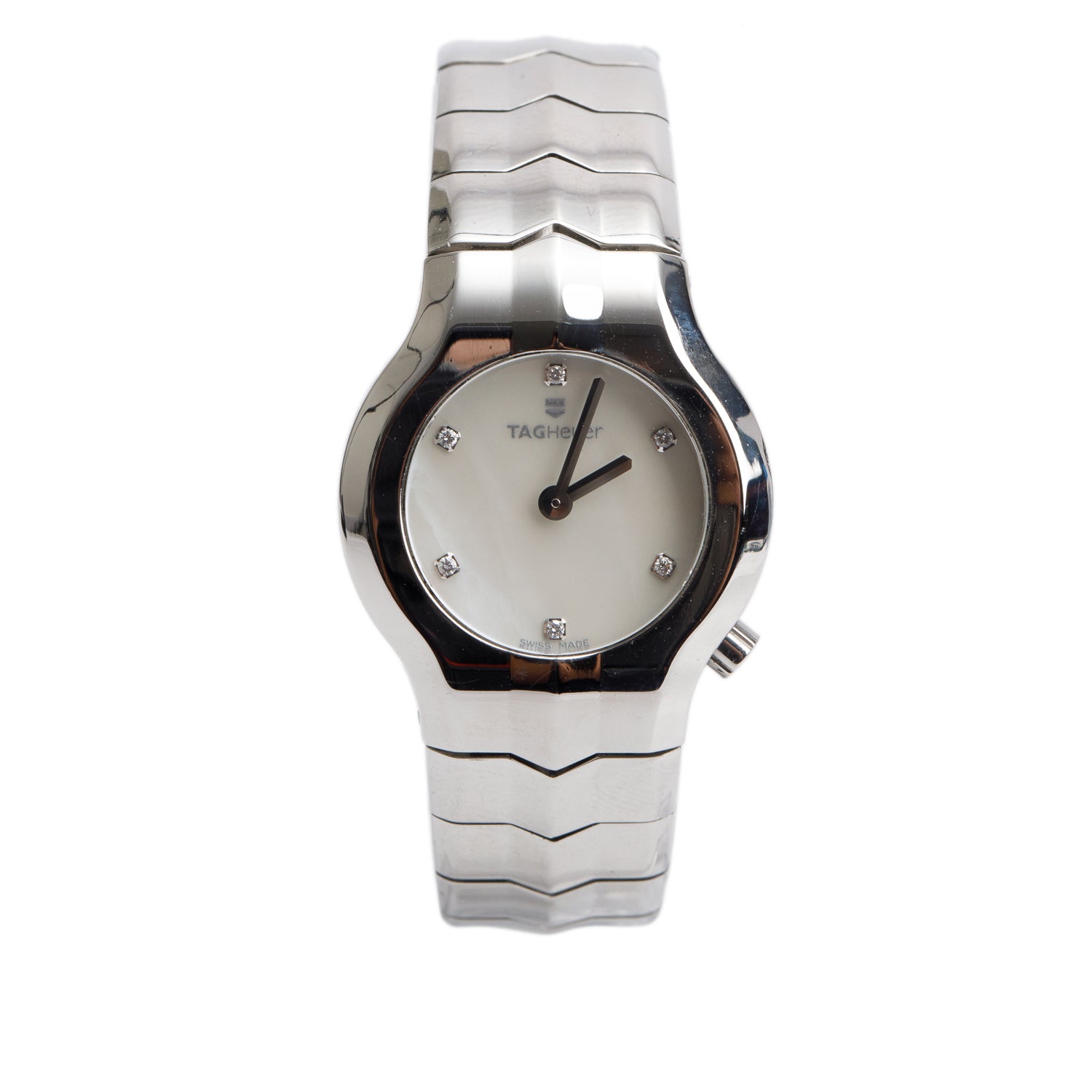 Tag Heuer Stainless Steel Alter Ego 25 MM Quartz Watch Mother of Pearl Diamond Dial WAA1418