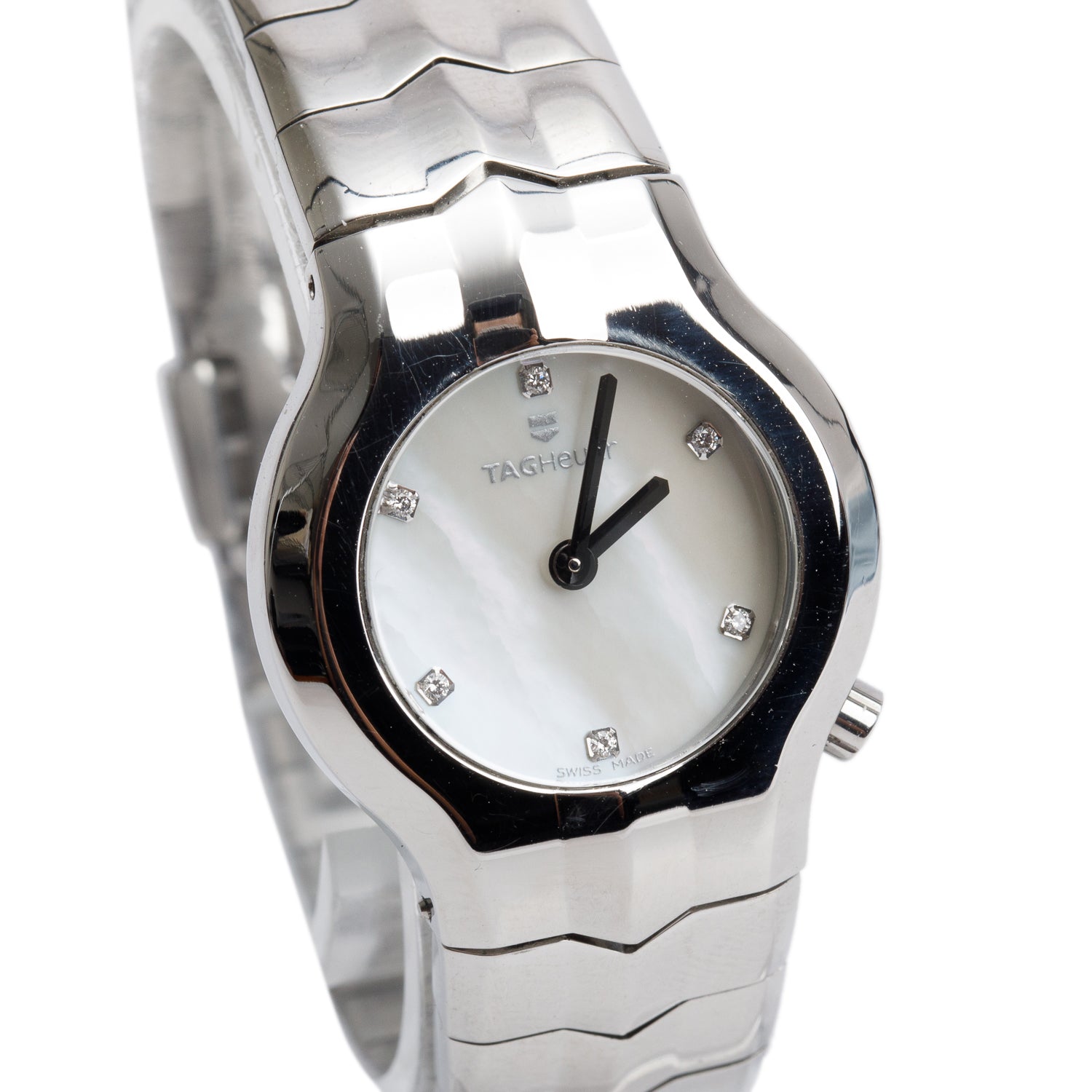 Tag Heuer Stainless Steel Alter Ego 25 MM Quartz Watch Mother of Pearl Diamond Dial WAA1418