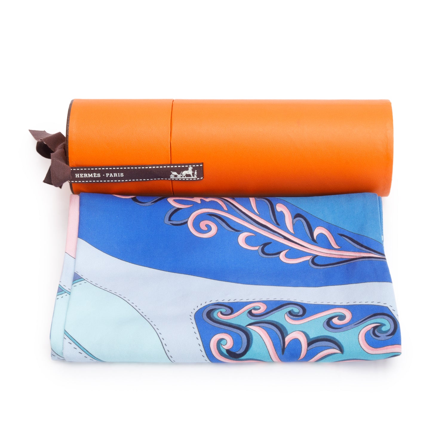 Hermes Blue/Multicolor Maxi Twilly Long Silk Scarf w/ Box