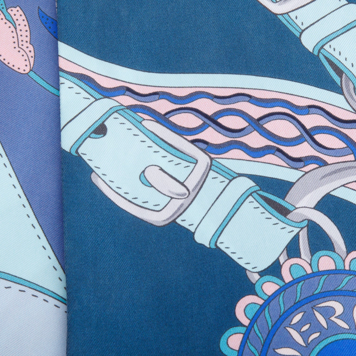 Hermes Blue/Multicolor Maxi Twilly Long Silk Scarf w/ Box