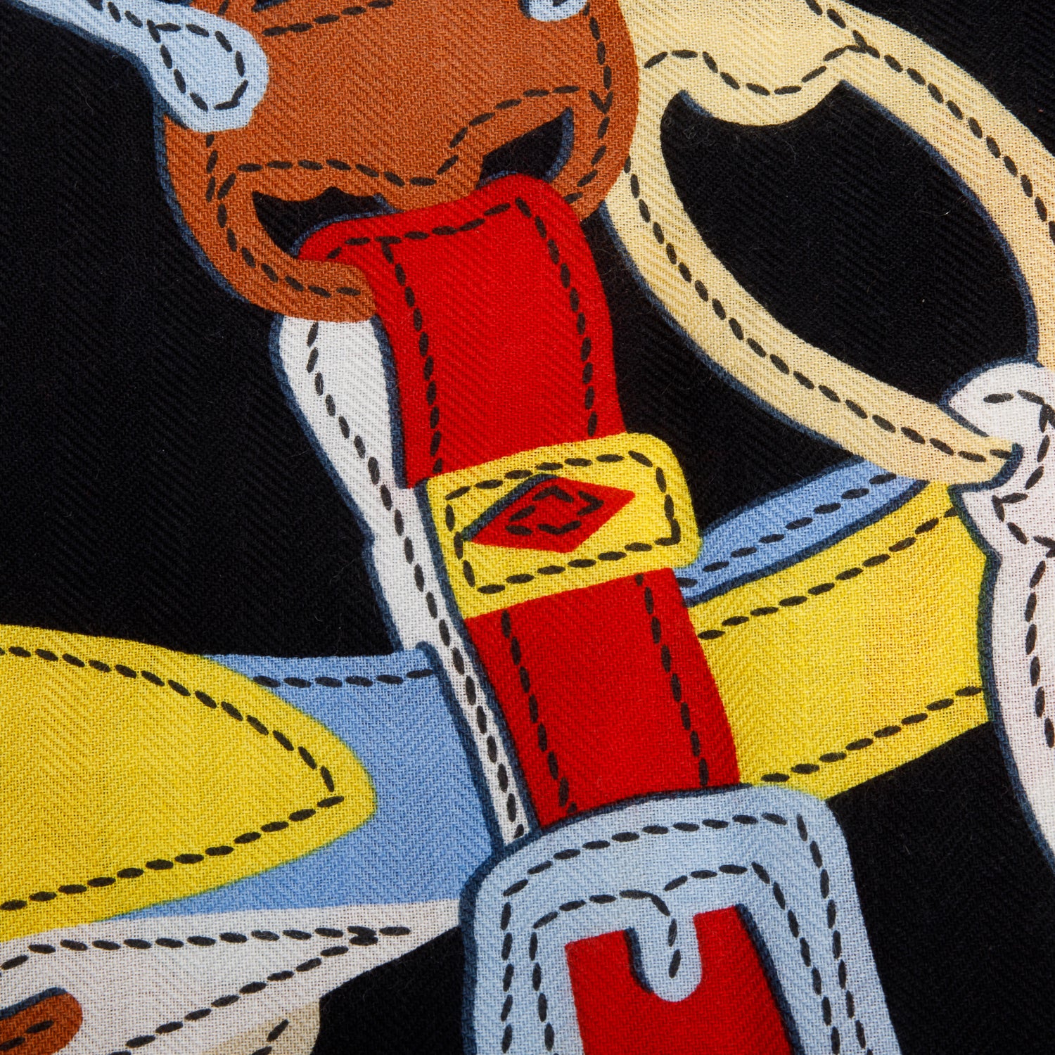Hermes Black & Multicolor 'Brides de Gala' Cashmere Silk Shawl 140