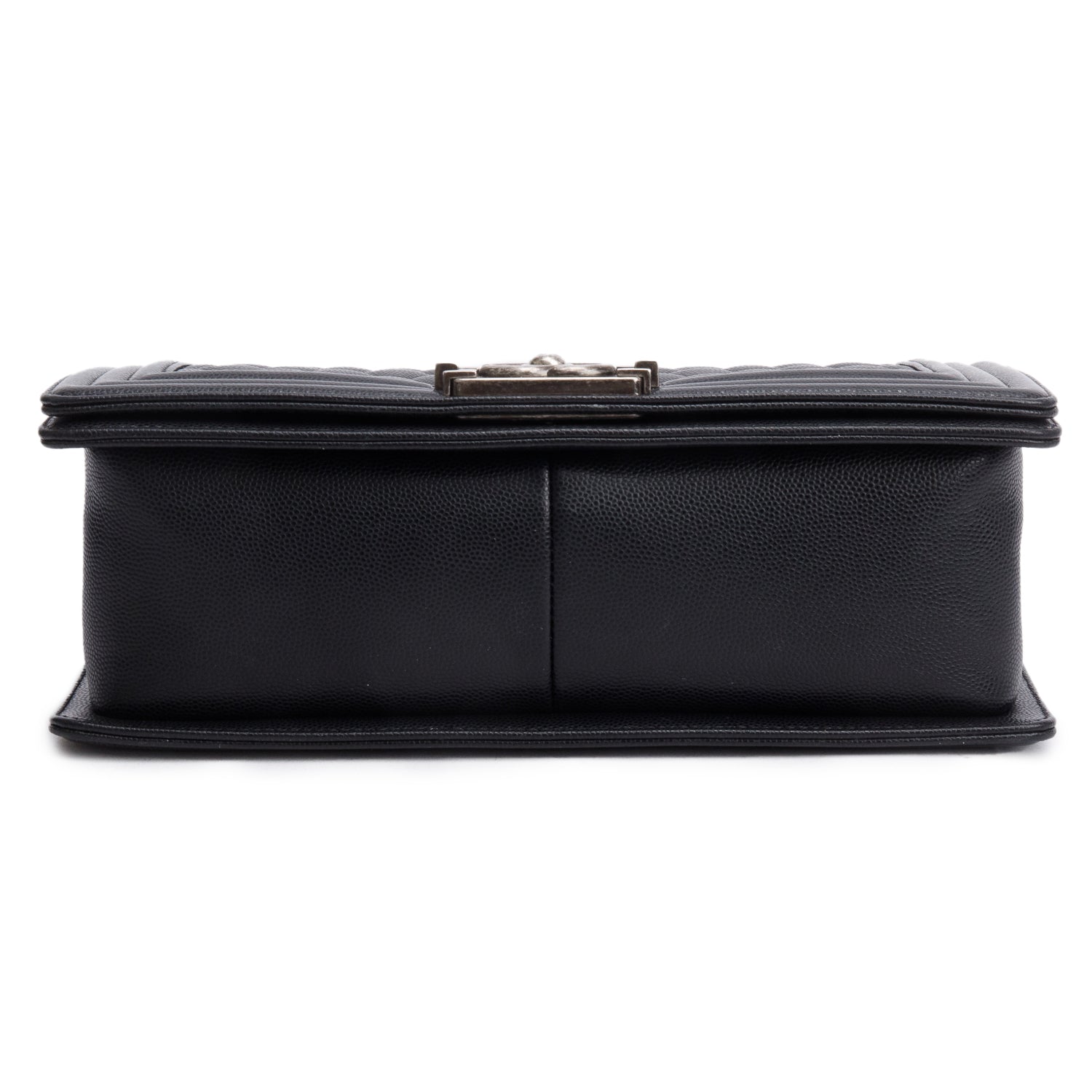 Chanel Black Quilted Caviar Leather Medium Boy Bag w/ Box