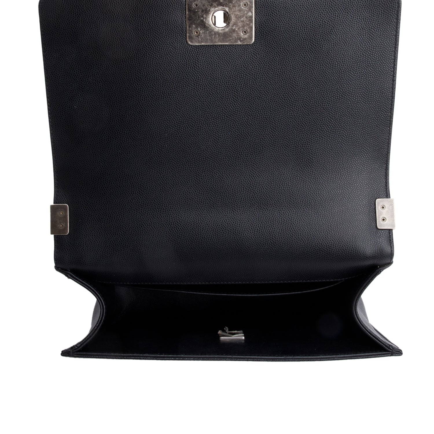 Chanel Black Quilted Caviar Leather Medium Boy Bag w/ Box