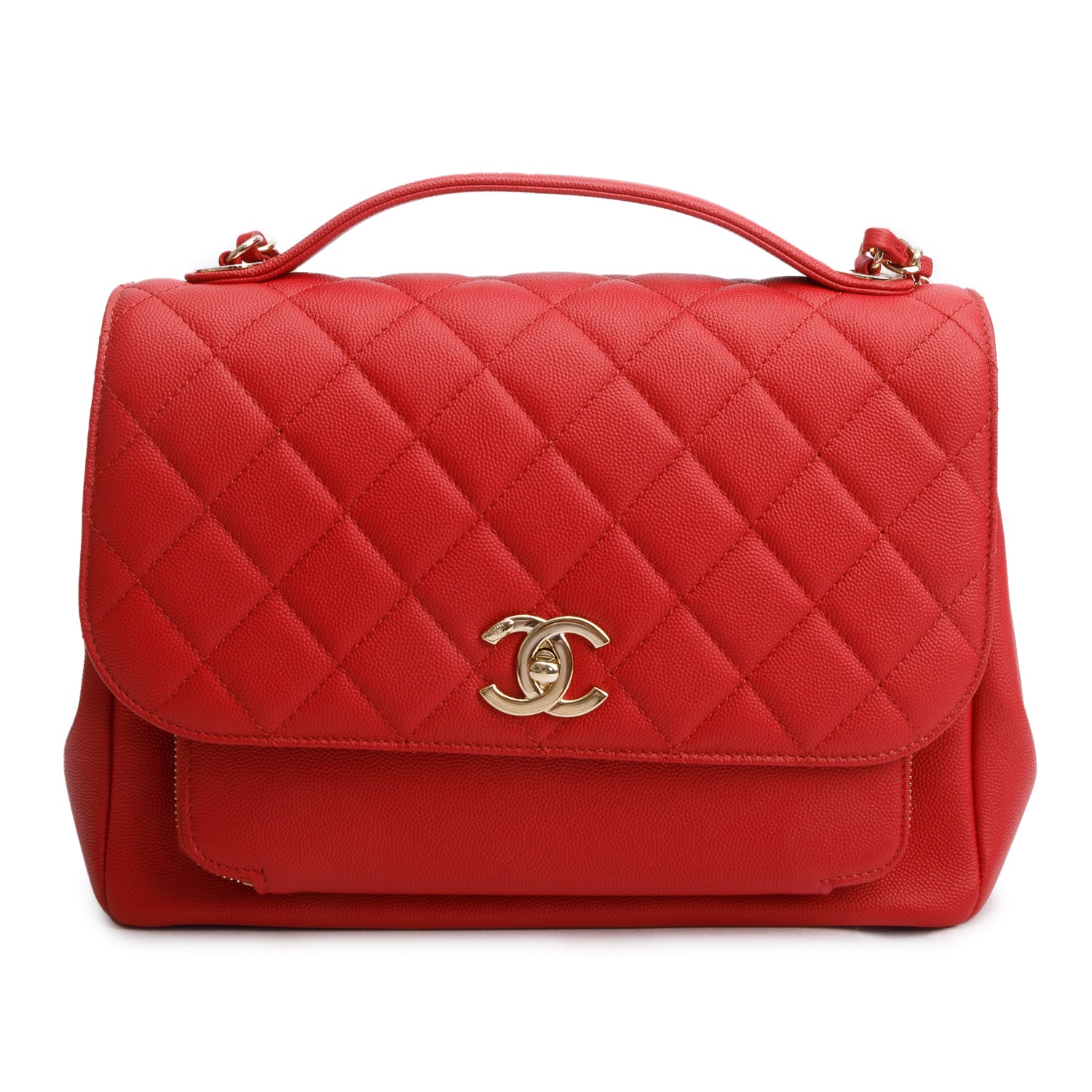 Chanel Red Caviar Leather Large Business Affinity Flap Bag w/ Box & Authenticity Card