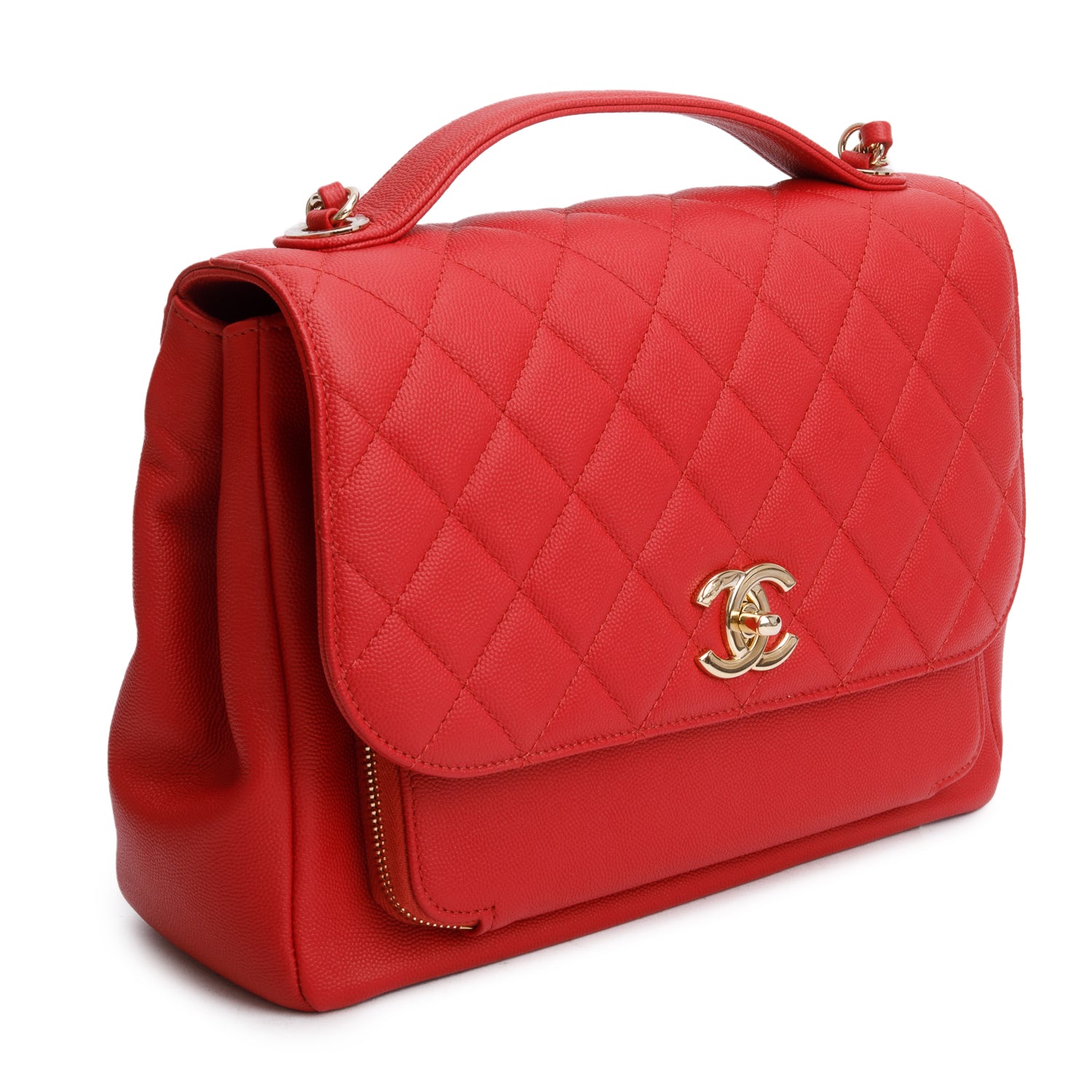 Chanel Red Caviar Leather Large Business Affinity Flap Bag w/ Box & Authenticity Card