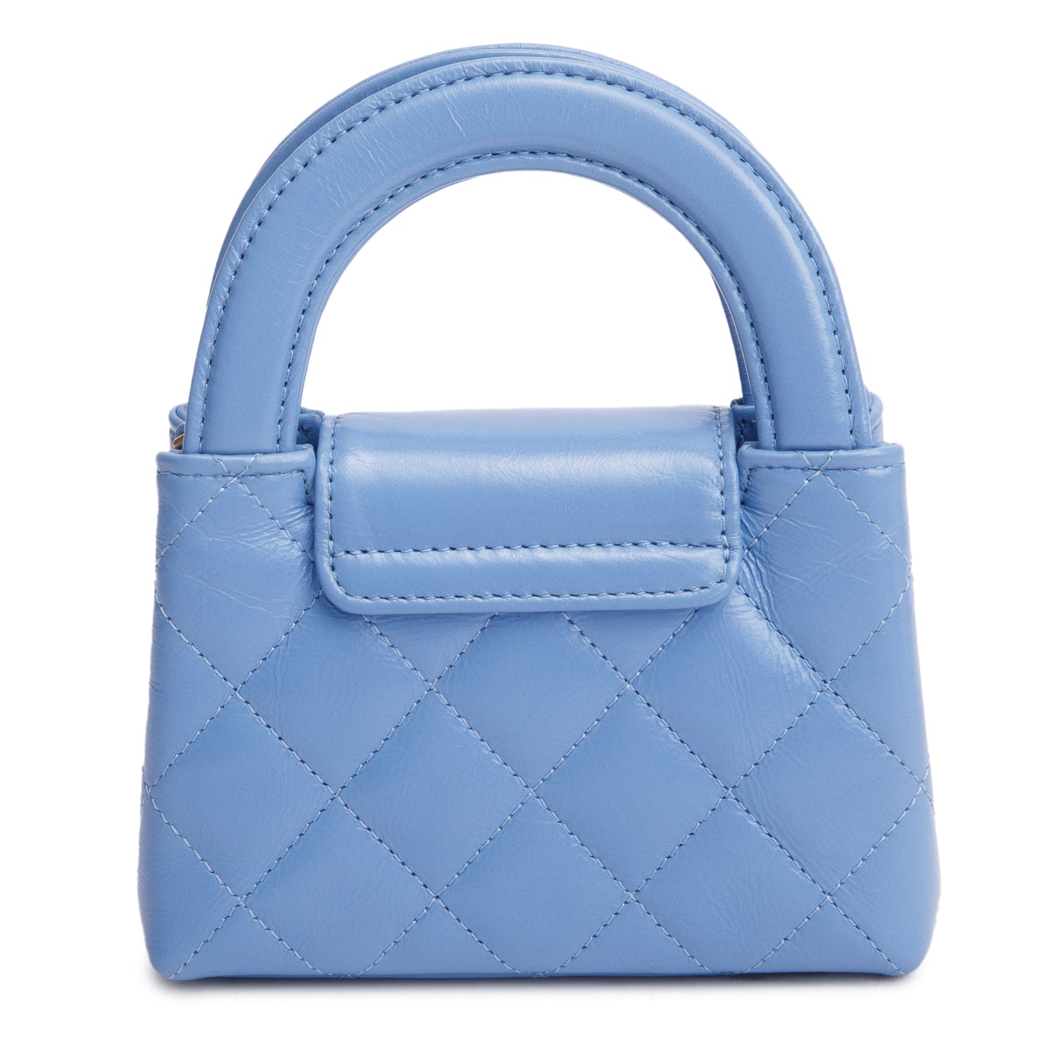 Chanel 2025 Bue Shiny Aged Calfskin Leather Nano Kelly Crossbody Bag w/ Box & Receipt