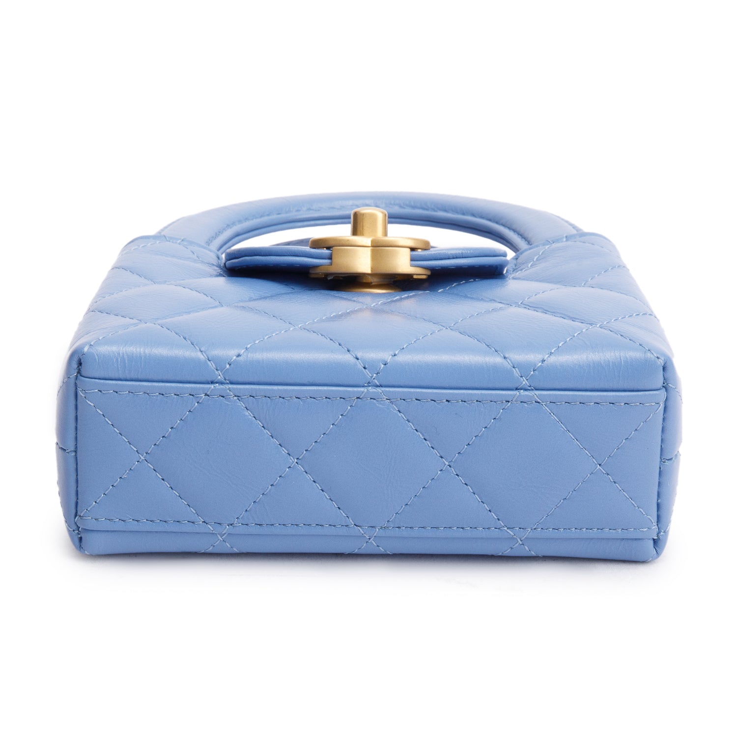 Chanel 2025 Bue Shiny Aged Calfskin Leather Nano Kelly Crossbody Bag w/ Box & Receipt