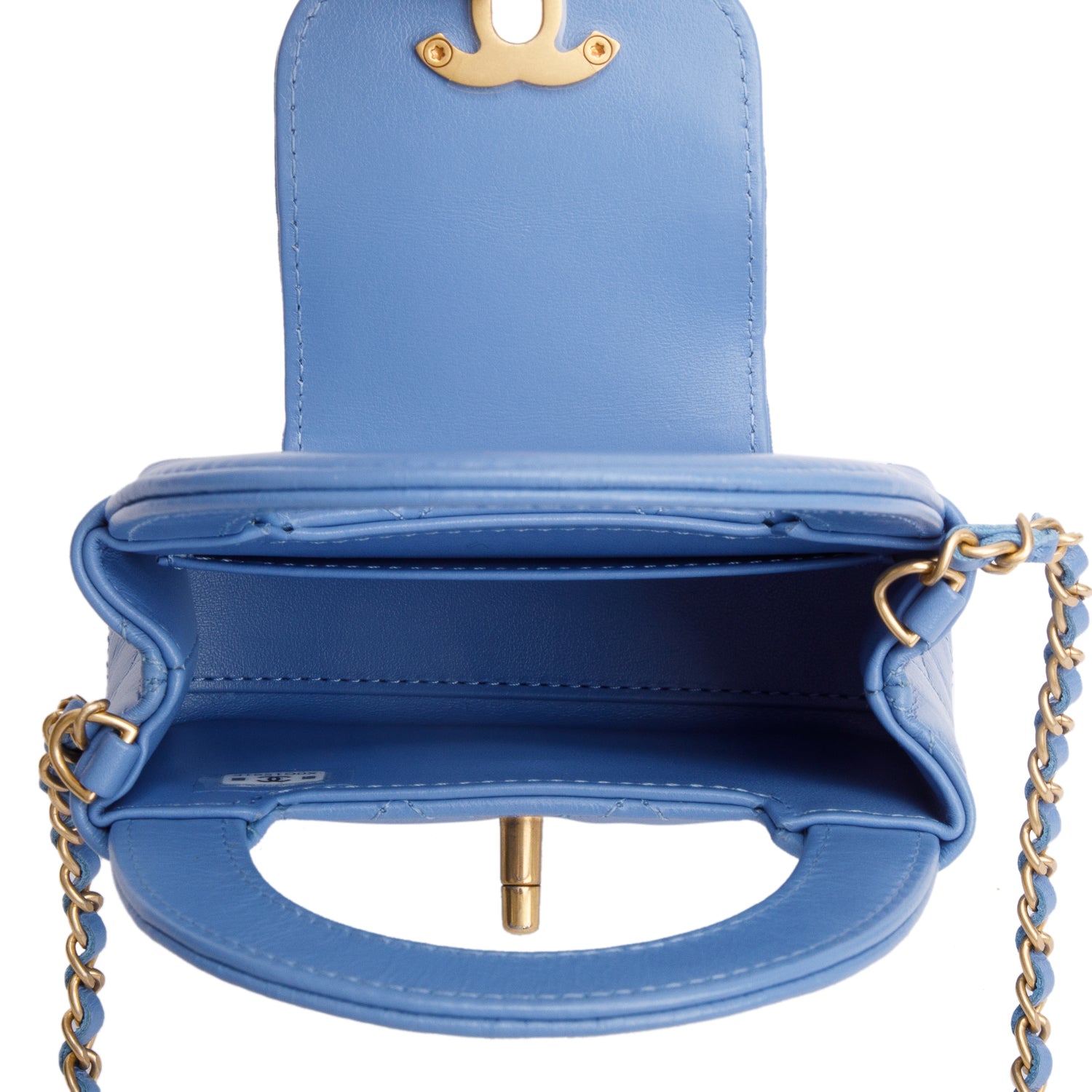 Chanel 2025 Bue Shiny Aged Calfskin Leather Nano Kelly Crossbody Bag w/ Box & Receipt