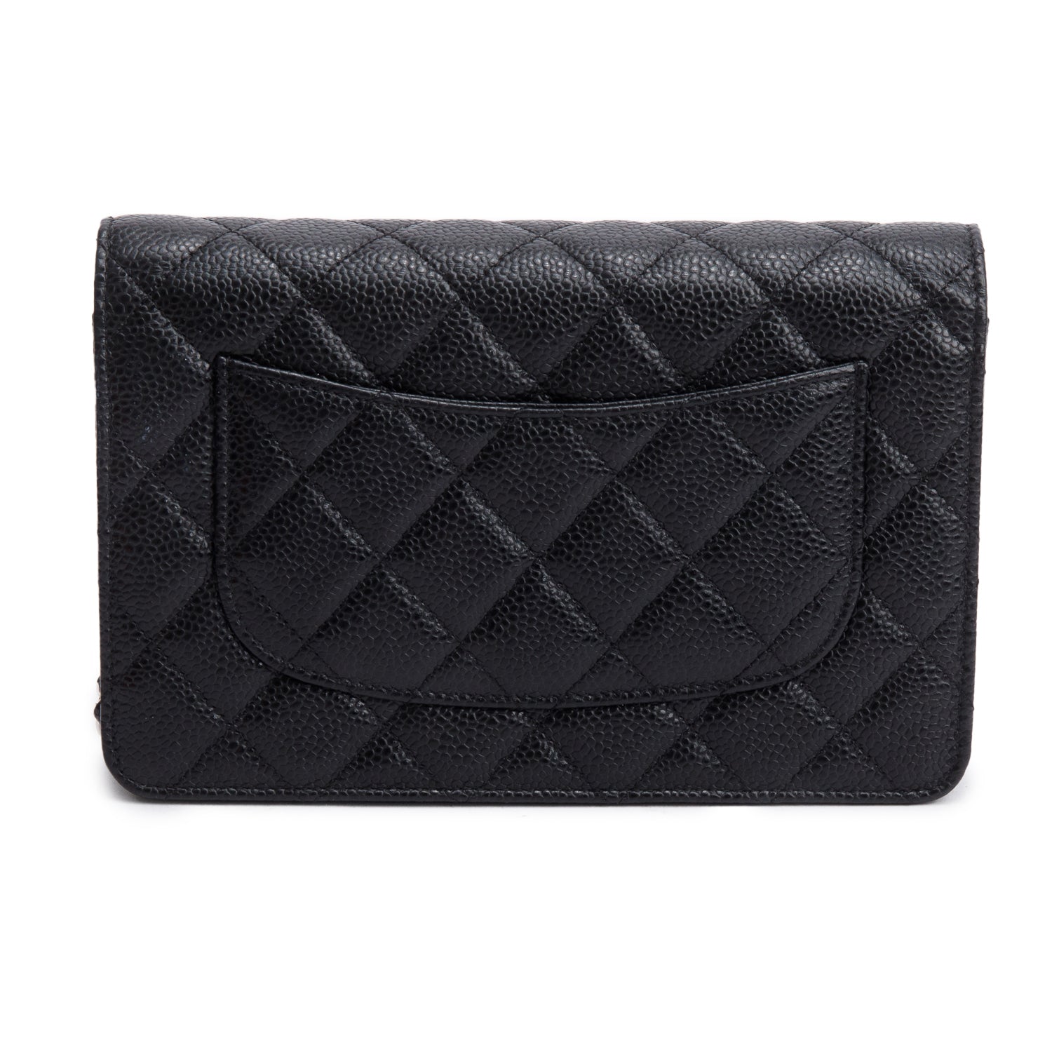 Chanel Black Quilted Caviar Leather Classic Wallet on Chain w/ Box, Receipt & Authenticity Card