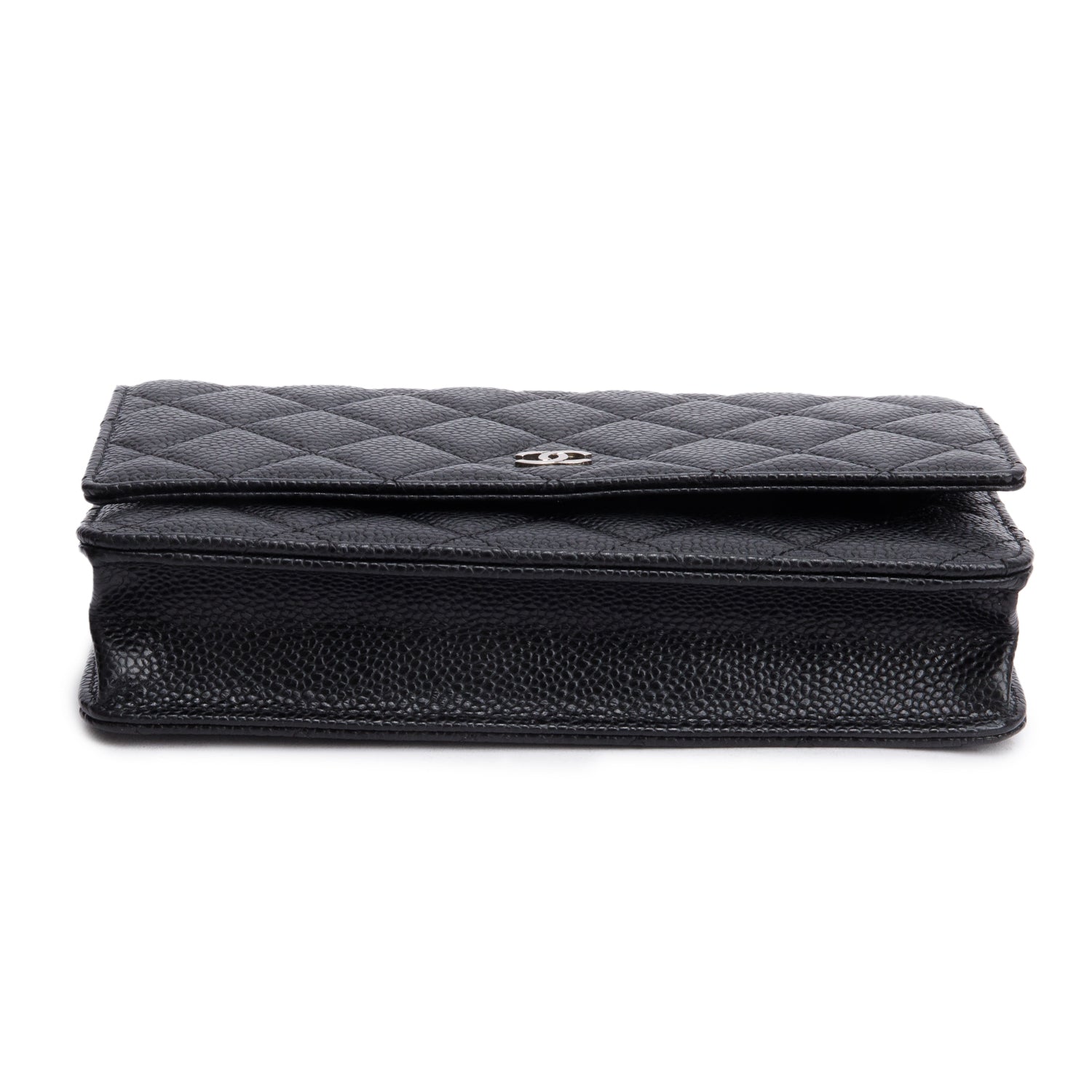 Chanel Black Quilted Caviar Leather Classic Wallet on Chain w/ Box, Receipt & Authenticity Card