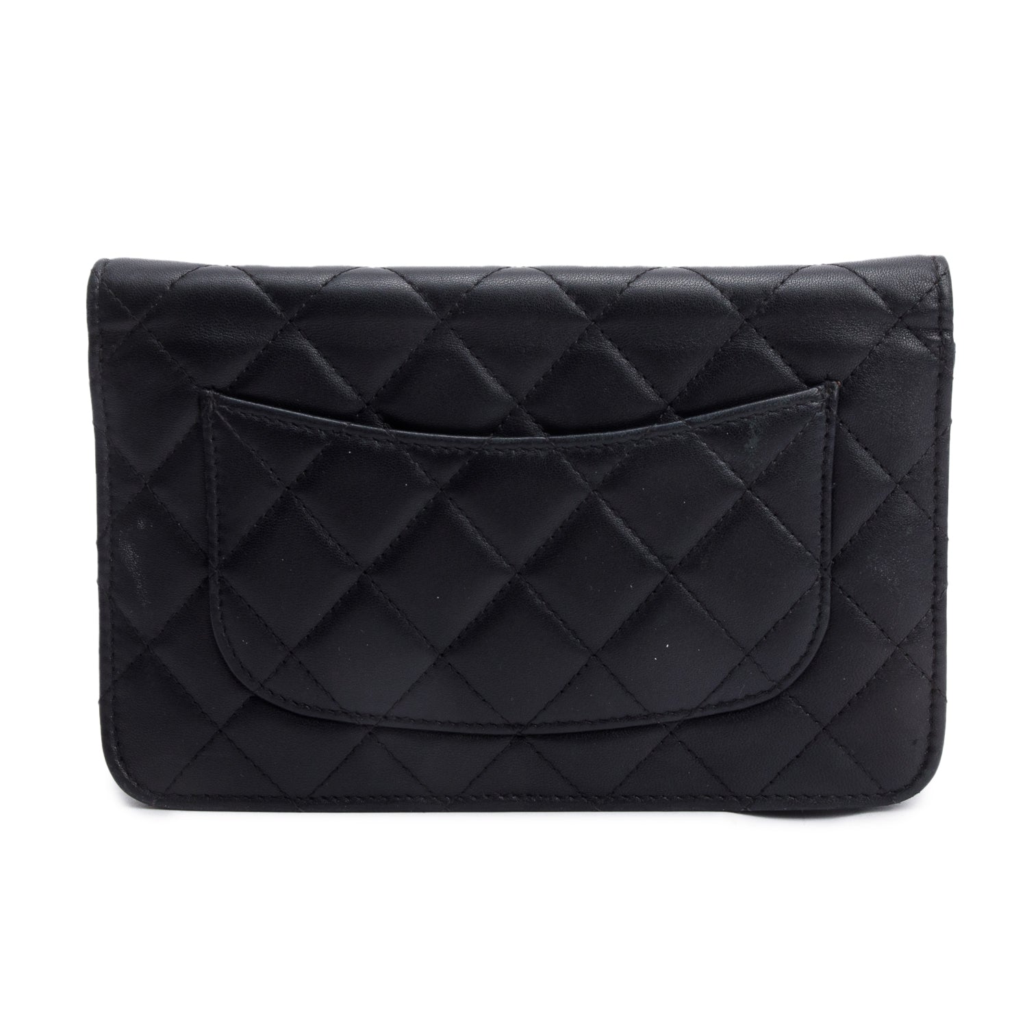Chanel 2021 Black Quilted Lambskin Leather Classic Wallet on Chain w/ Receipt