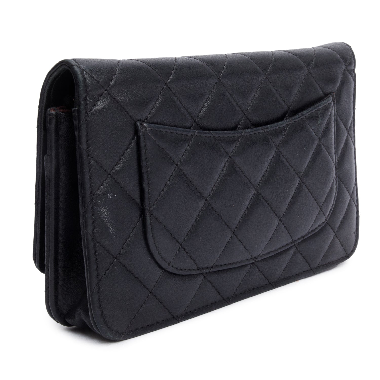 Chanel 2021 Black Quilted Lambskin Leather Classic Wallet on Chain w/ Receipt