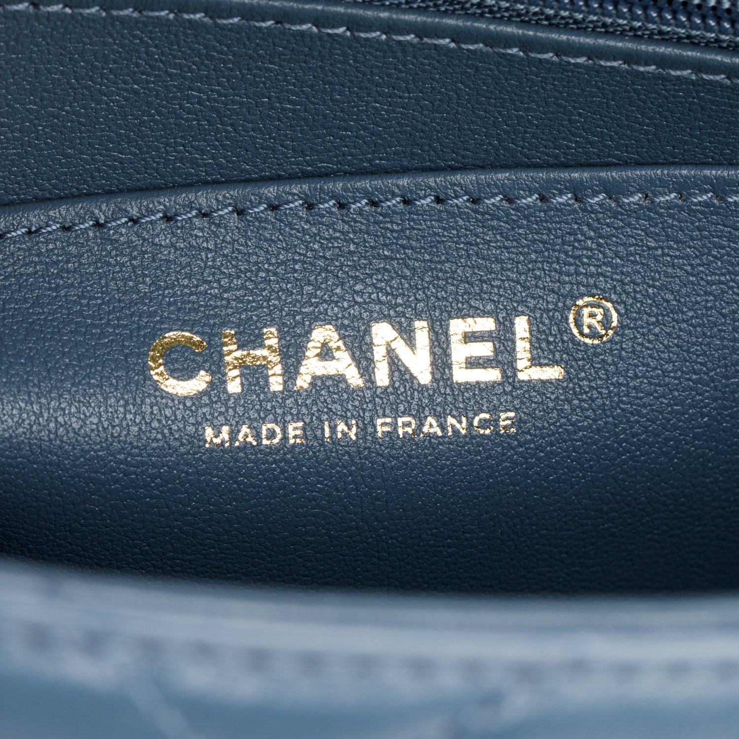 Chanel 2023 Blue Quilted Lambskin Leather Vanity Top Handle Bag w/ Receipt