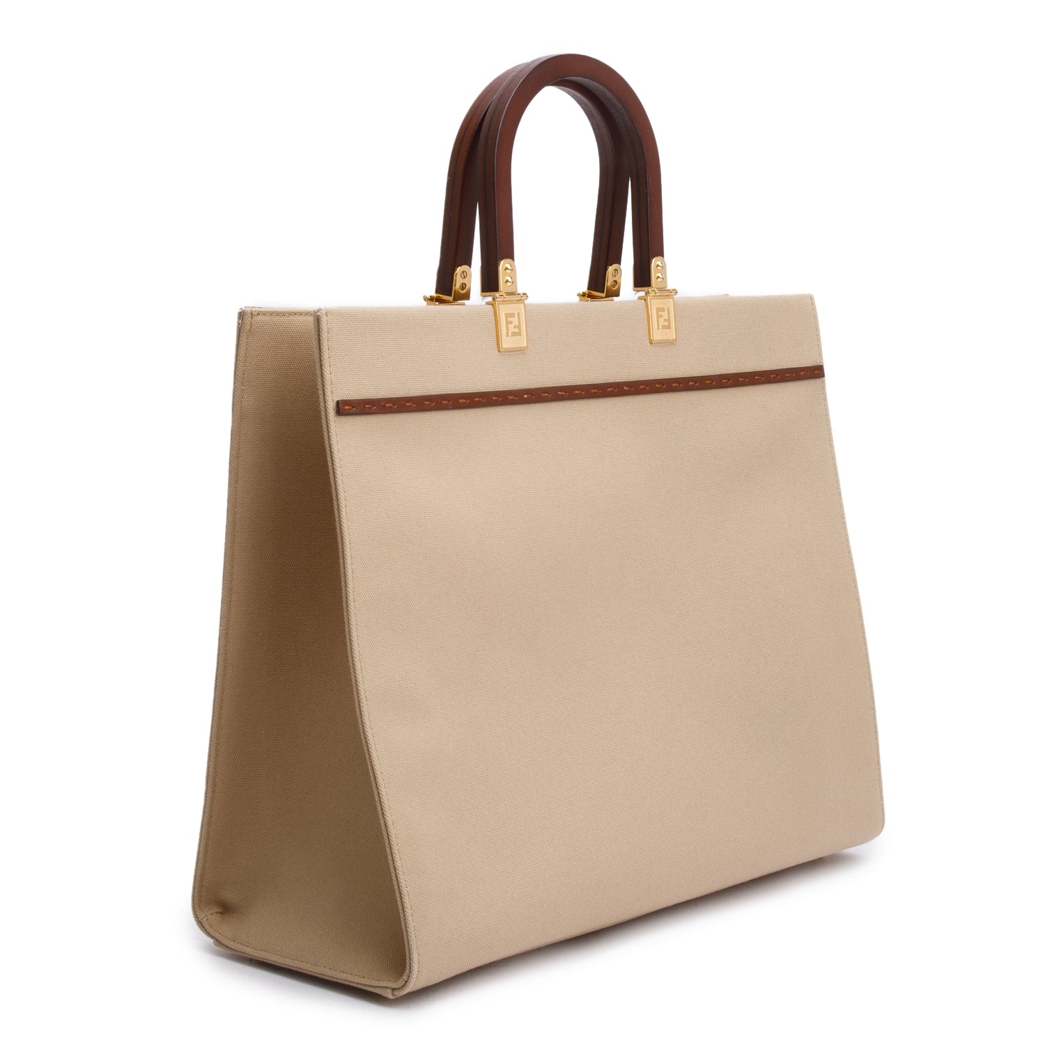 Fendi Neutral Canvas Medium Sunshine Tote Bag w/ Box
