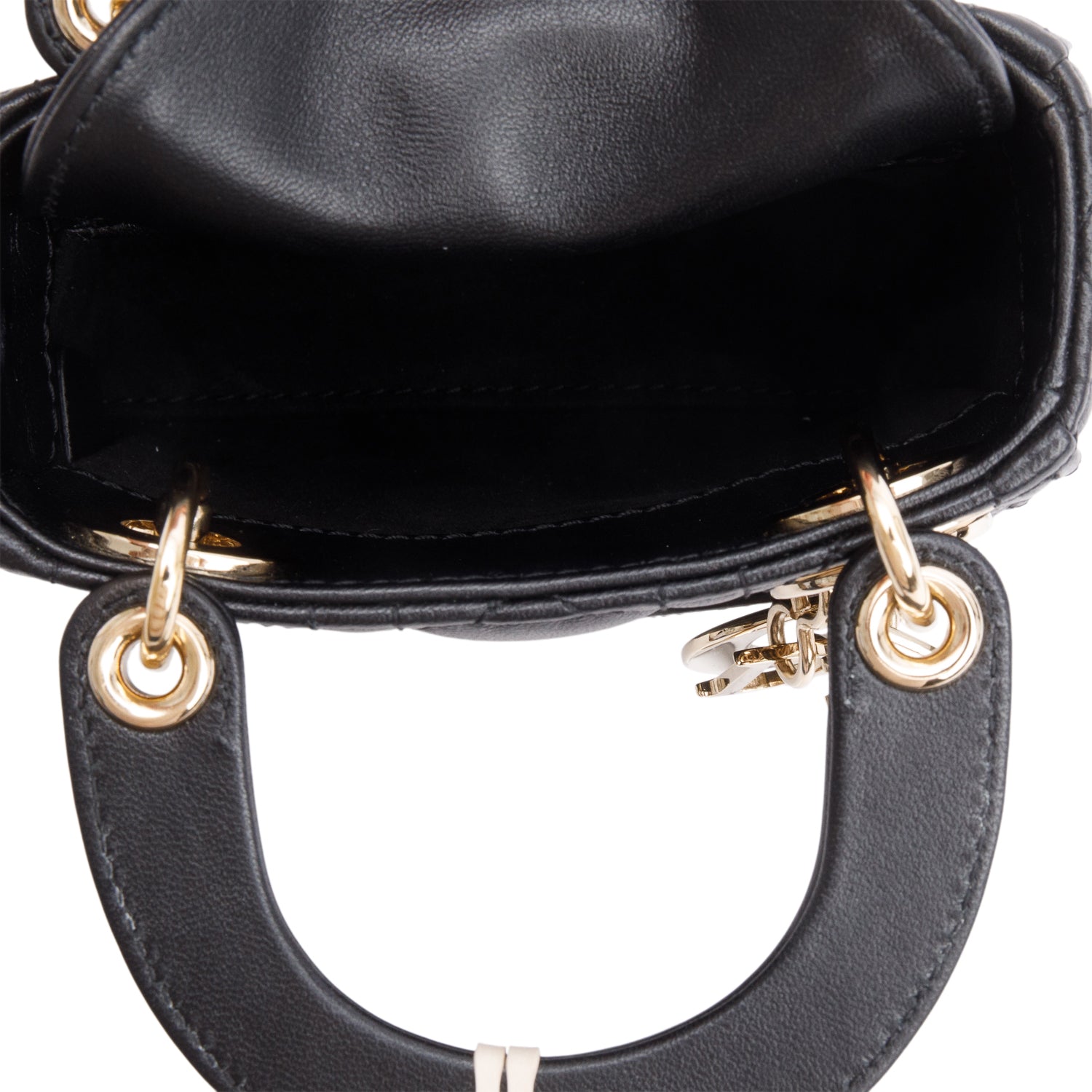 Christian Dior 2022 Black Leather Micro Lady Dior Bag w/ Box & Receipt