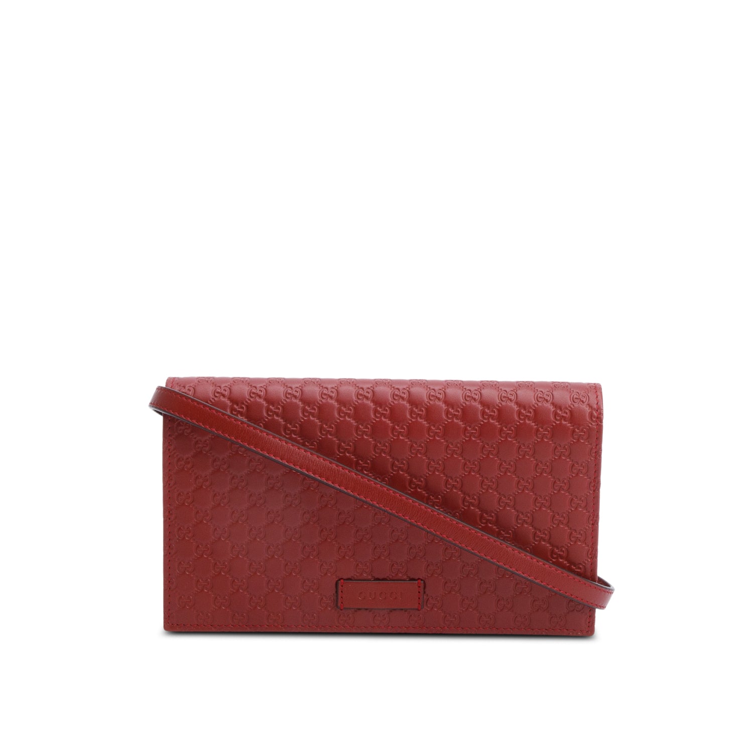 Gucci Red Microguccissima Leather Wallet on Strap w/ Box