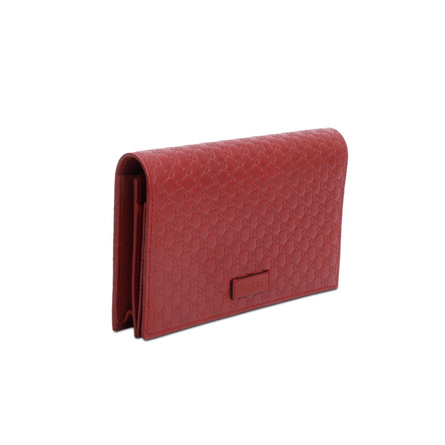 Gucci Red Microguccissima Leather Wallet on Strap w/ Box