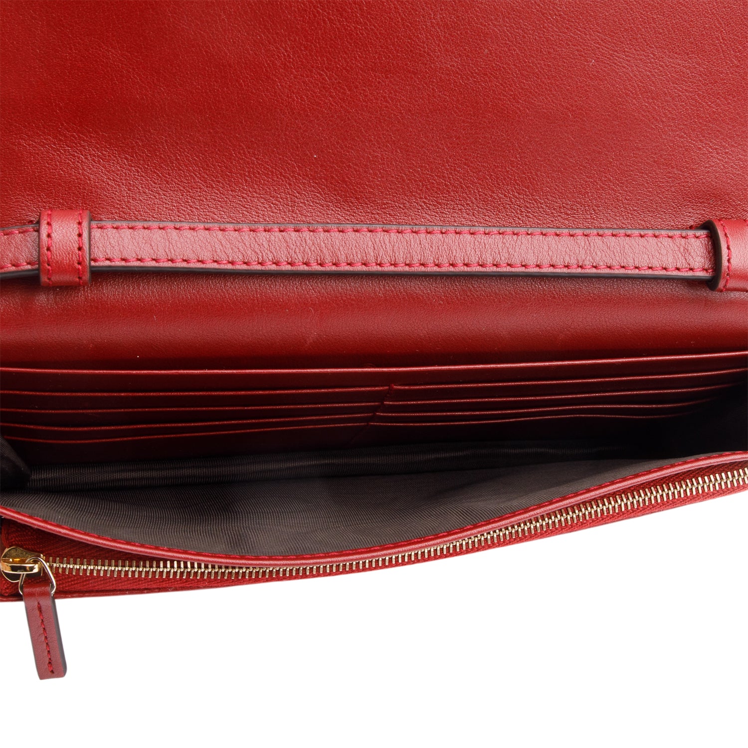 Gucci Red Microguccissima Leather Wallet on Strap w/ Box