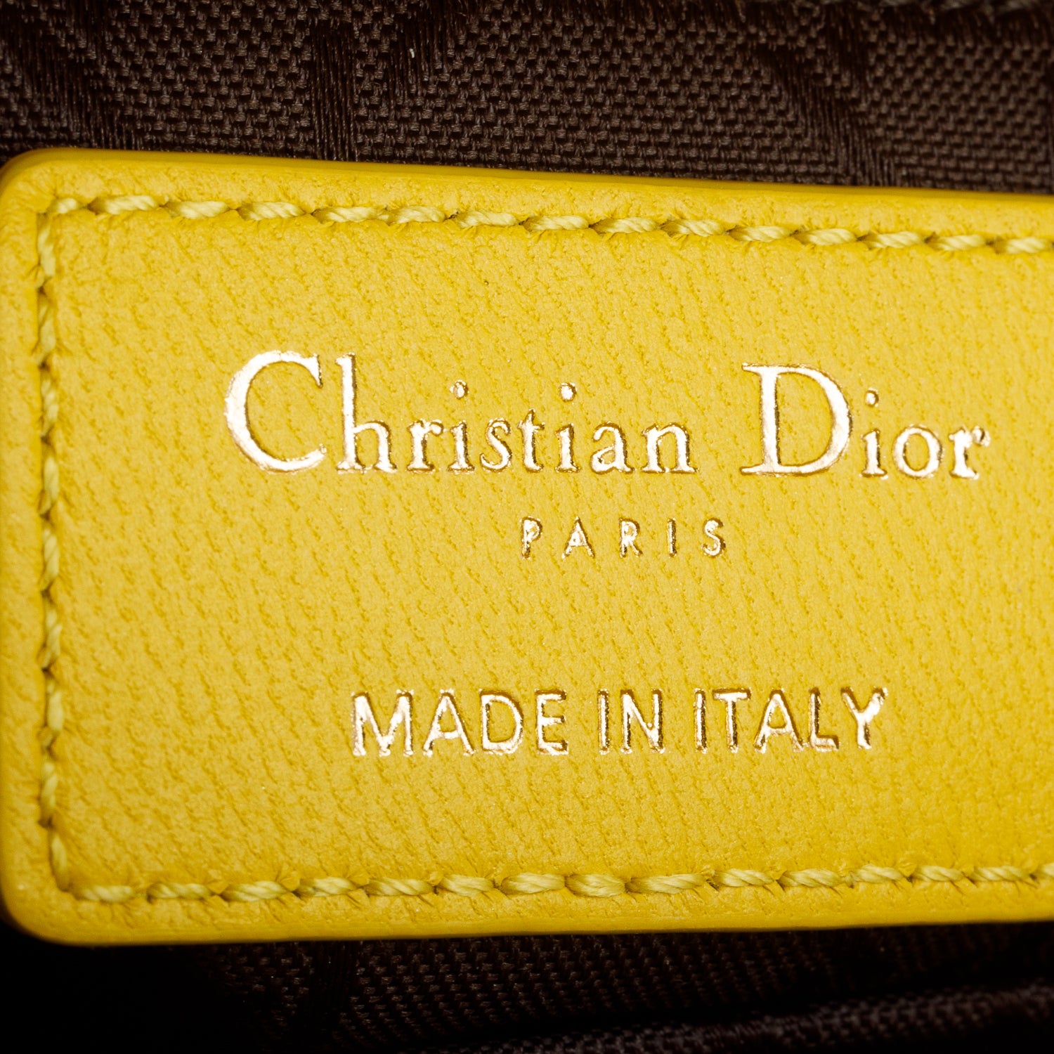 Christian Dior Yellow Cannage Lambskin Leather Small Lady Dior My ABCDior Bag w/ Strap